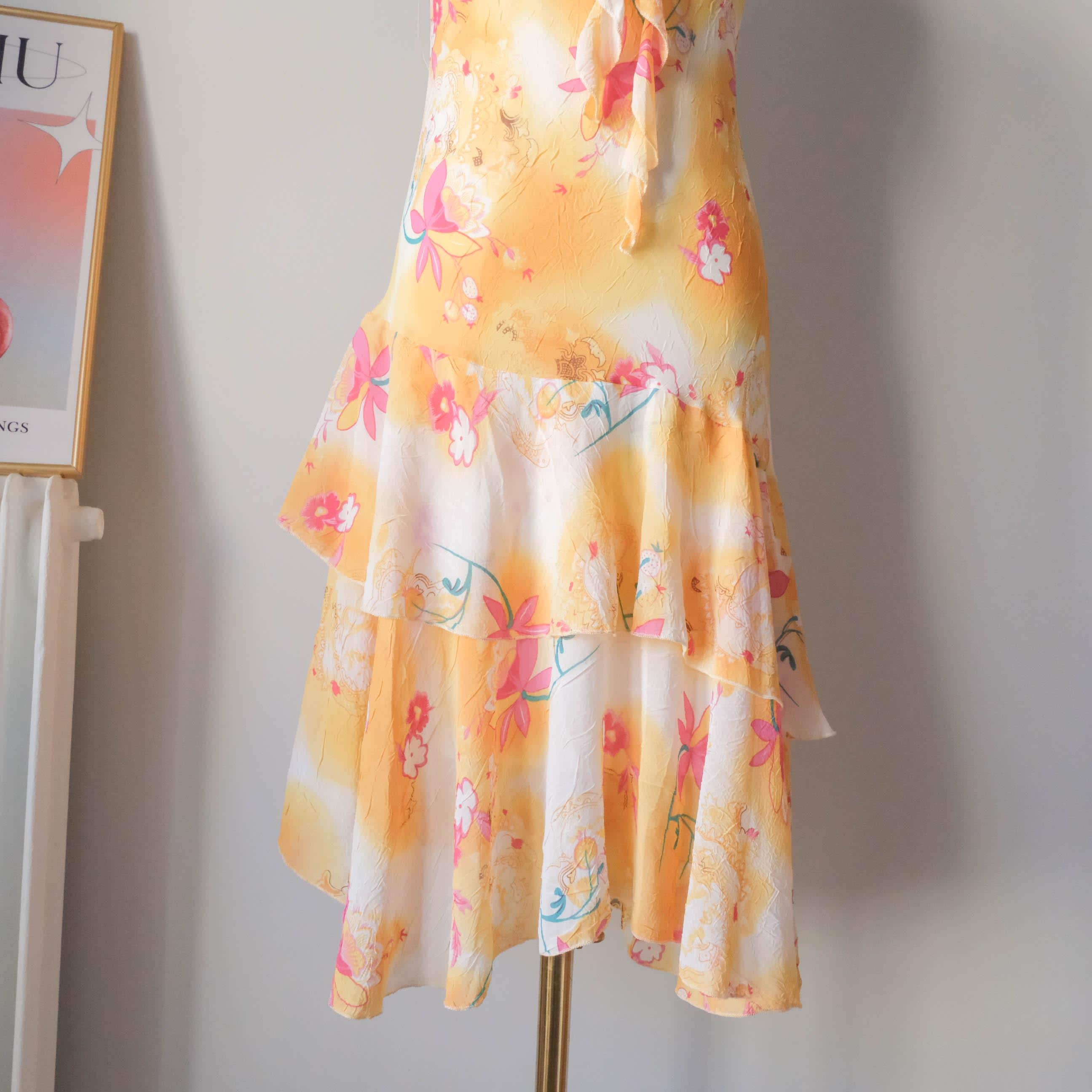 Vintage Summery Flowy Light Floral Slip Dress