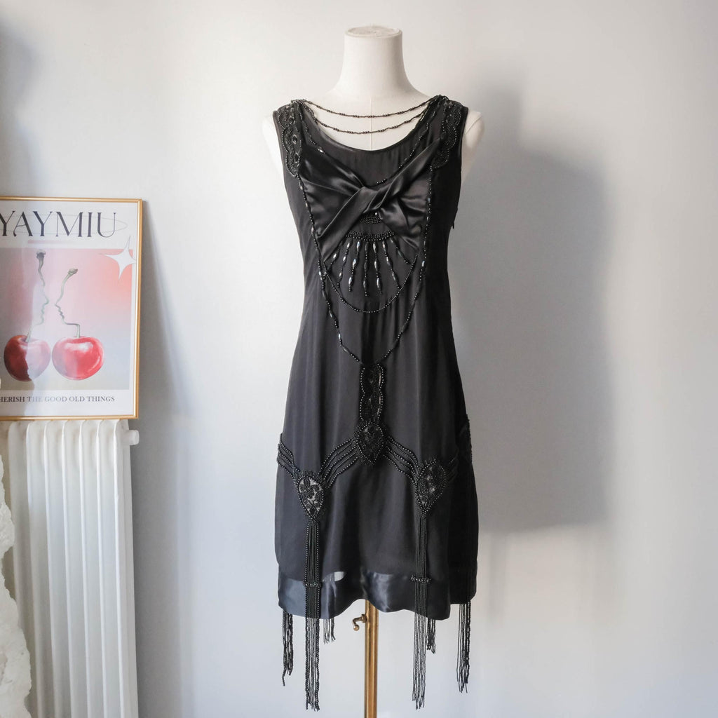 Vintage Belgian Gatsby inspired Beaded Silk Dress