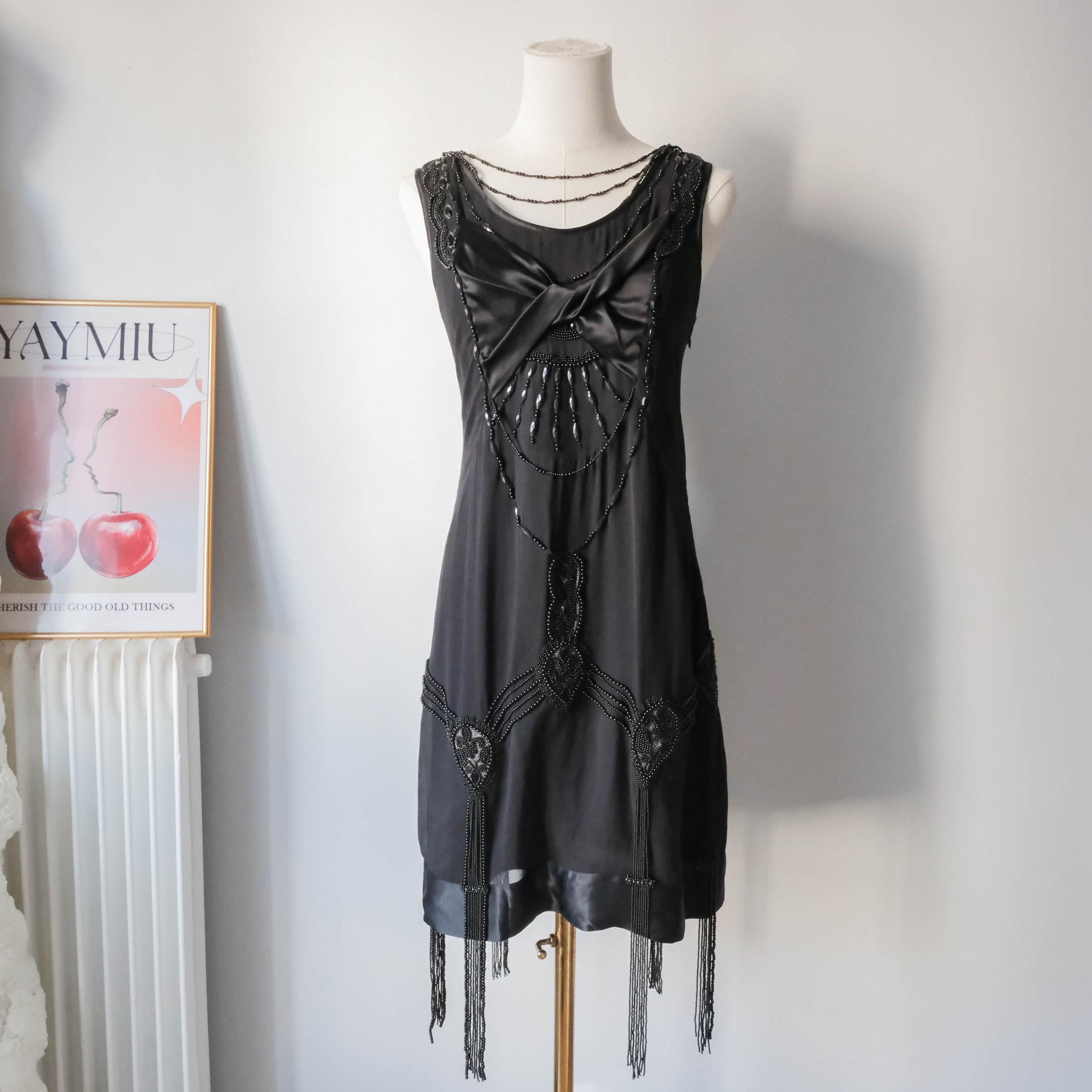 Vintage Belgian Gatsby inspired Beaded Silk Dress