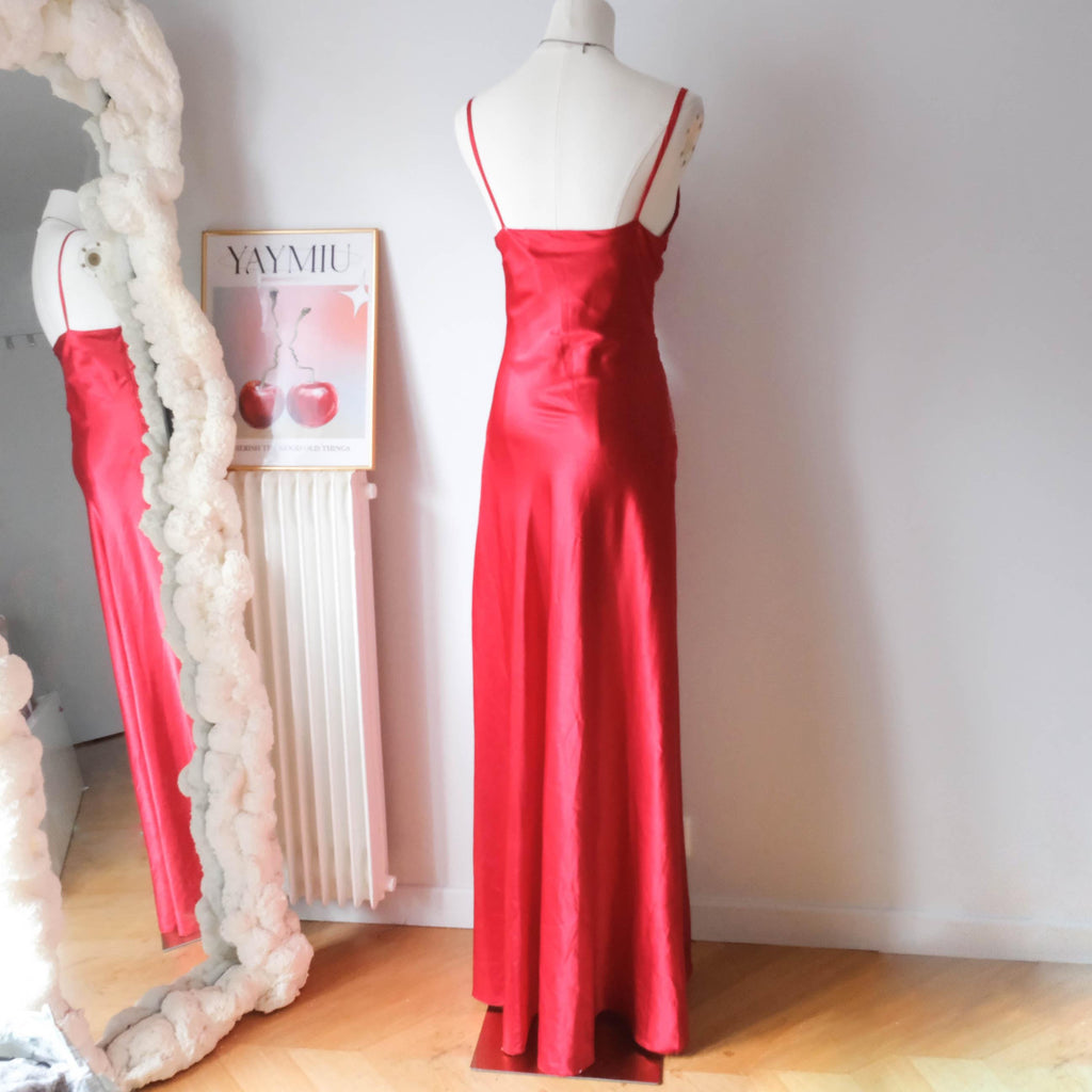 Vintage Party Glam Elegant Chic Beaded Gown Red Valentine Dream Gown