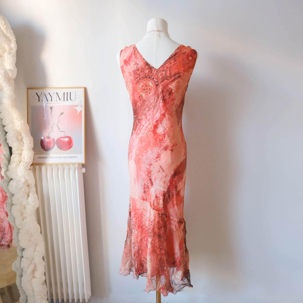 French Vintage Boho Cottage Glam Grunge Silk Bolero Dress Set