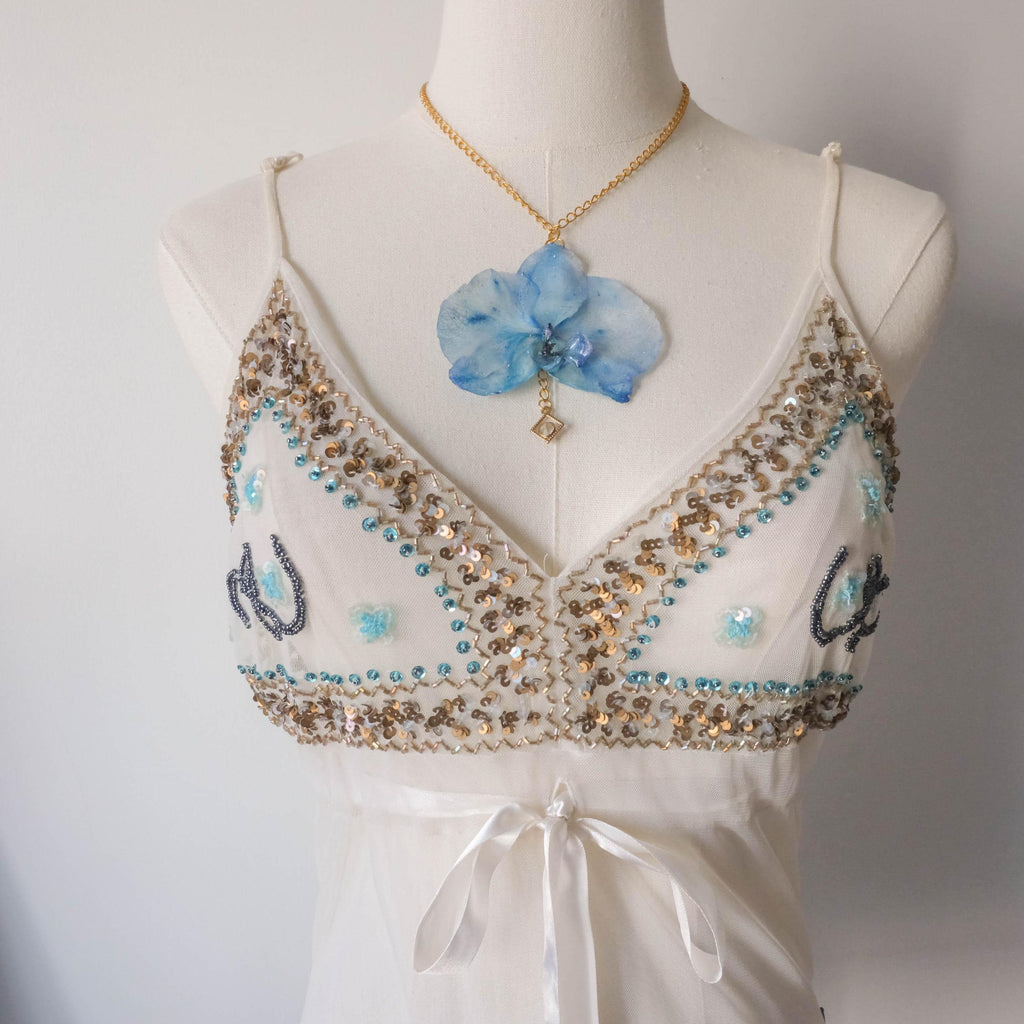 Vintage Y2K Dreamy Fairy Party Festival Rave Beaded Mesh Top