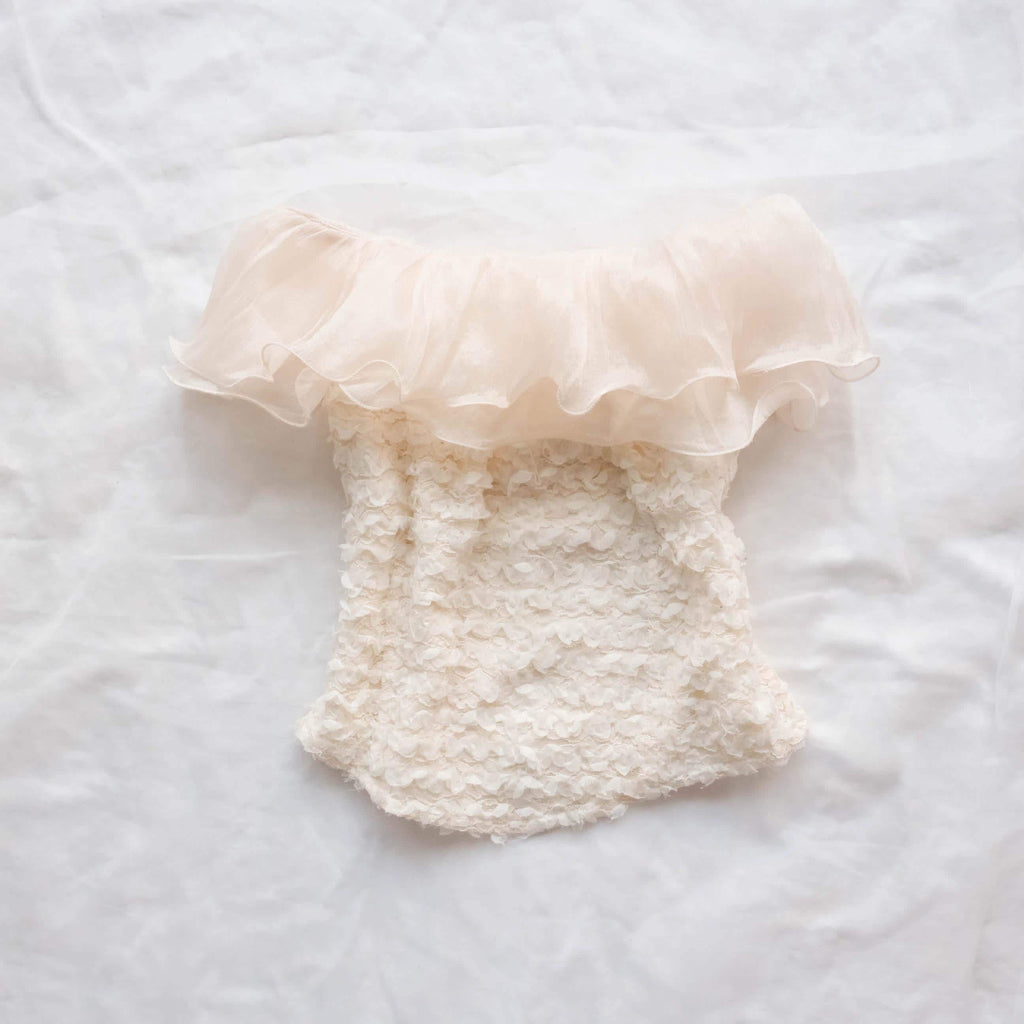 Vintage Coquette Cottage Fairy Cute Ruffled Bustier Top - Cream