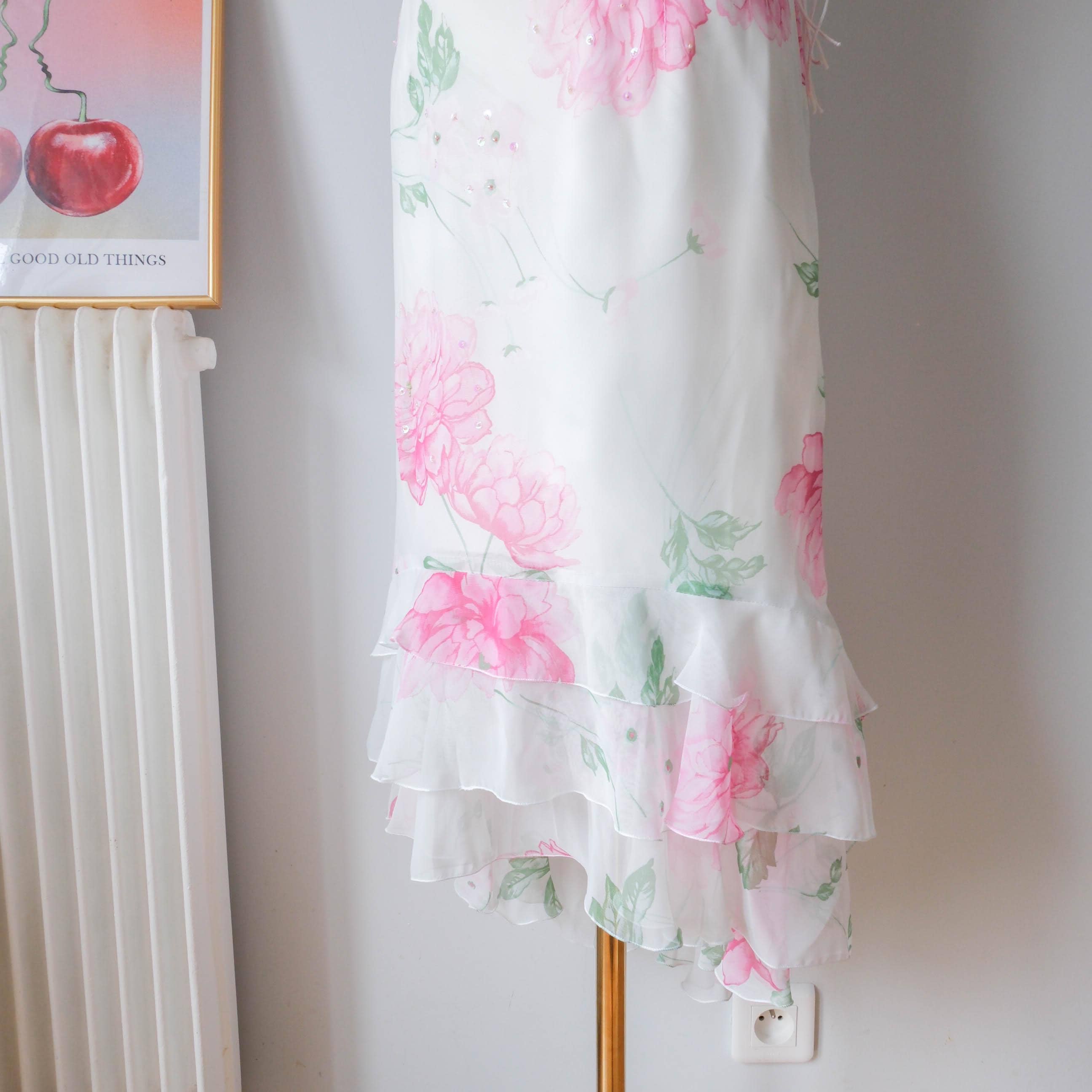 Summery Beaded Lace-Up Back Floral Corset Dress