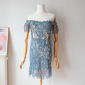 Vintage Embellished Off Shoulder Mini Dress
