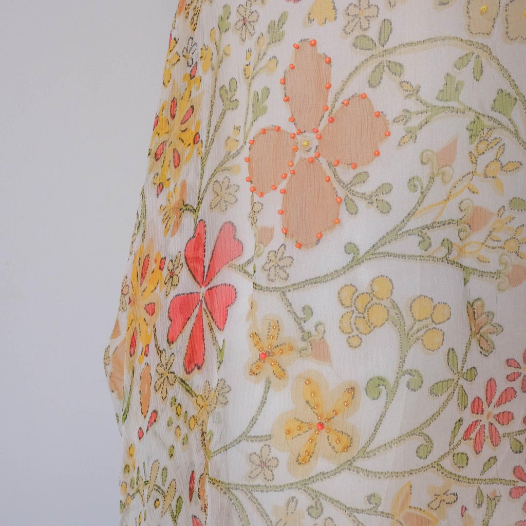 Festival Summer Beach Vintage Sheer Beaded Fairy Floral Cami Top
