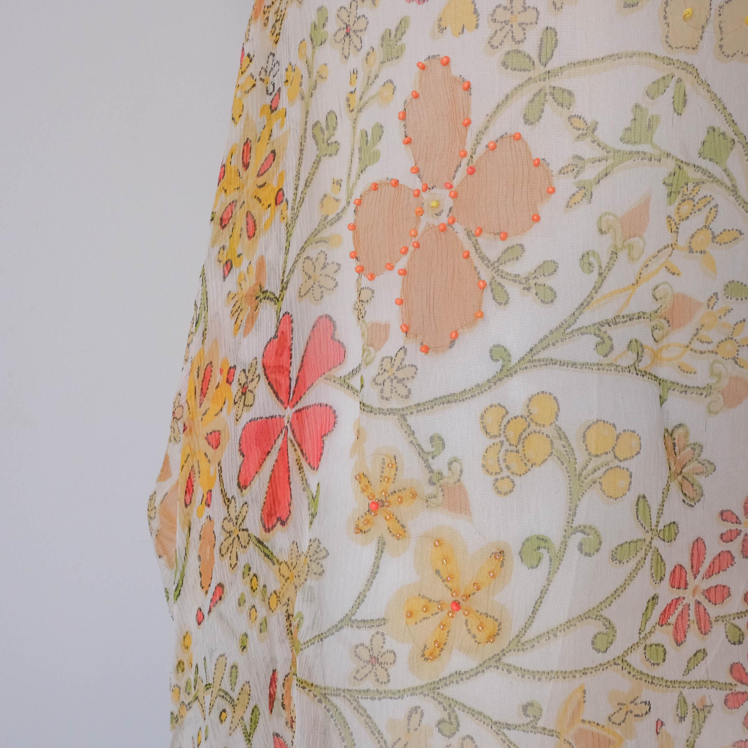 Festival Summer Beach Vintage Sheer Beaded Fairy Floral Cami Top