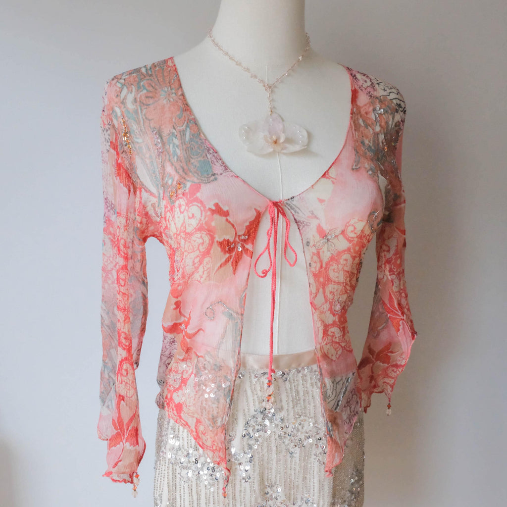 DERHY Vintage Fairy Embellished Sheer Top