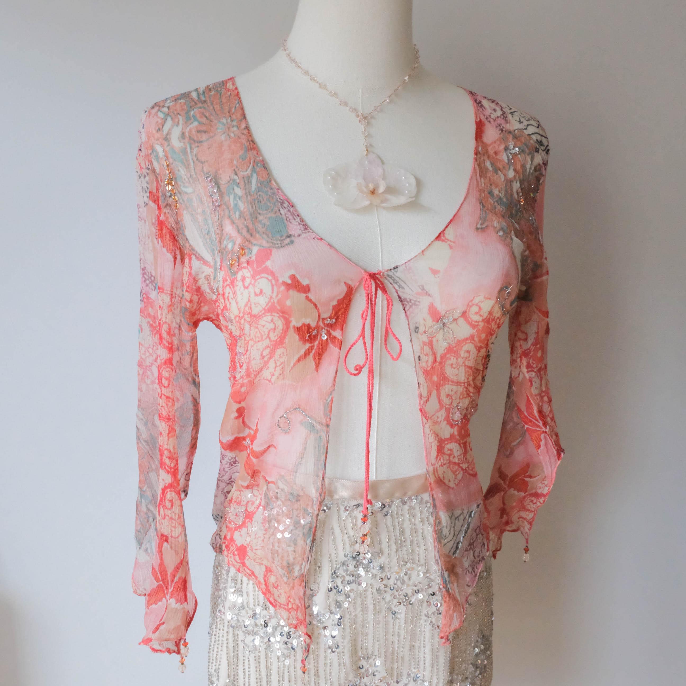 DERHY Vintage Fairy Embellished Sheer Top