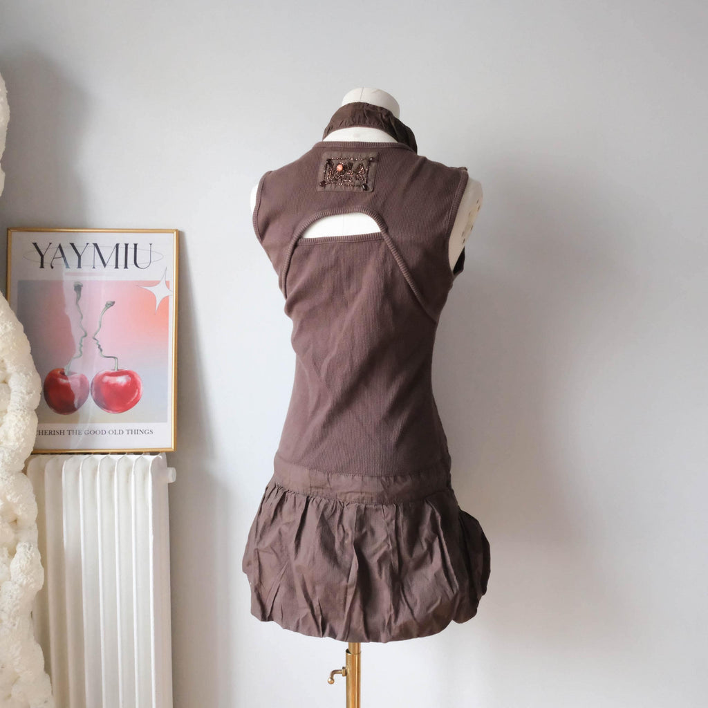 Vintage Bubble Mini Dress with Cut out back