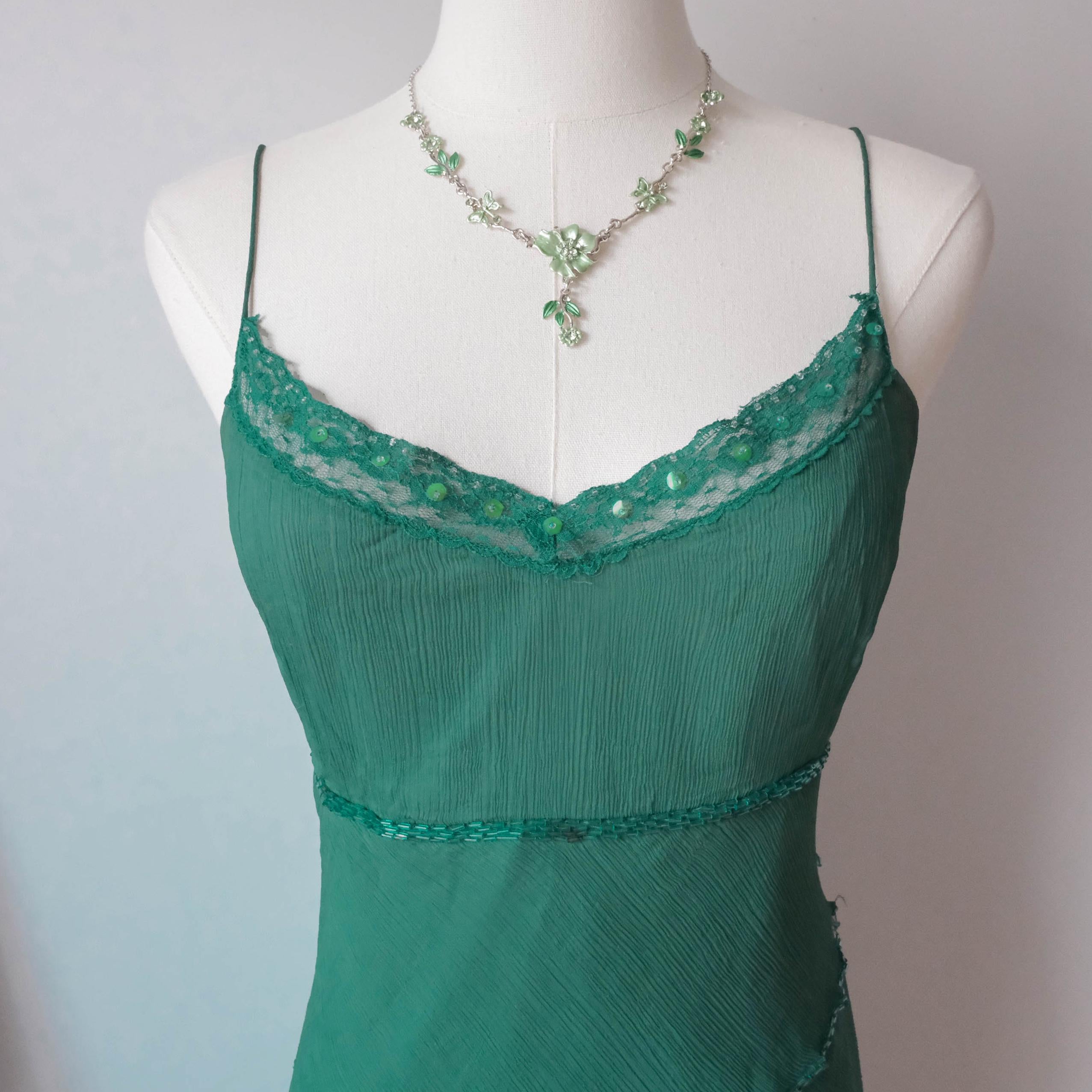 Vintage  Silk Sequin Ruffle Midi Dress - Elegant Chic Effortless