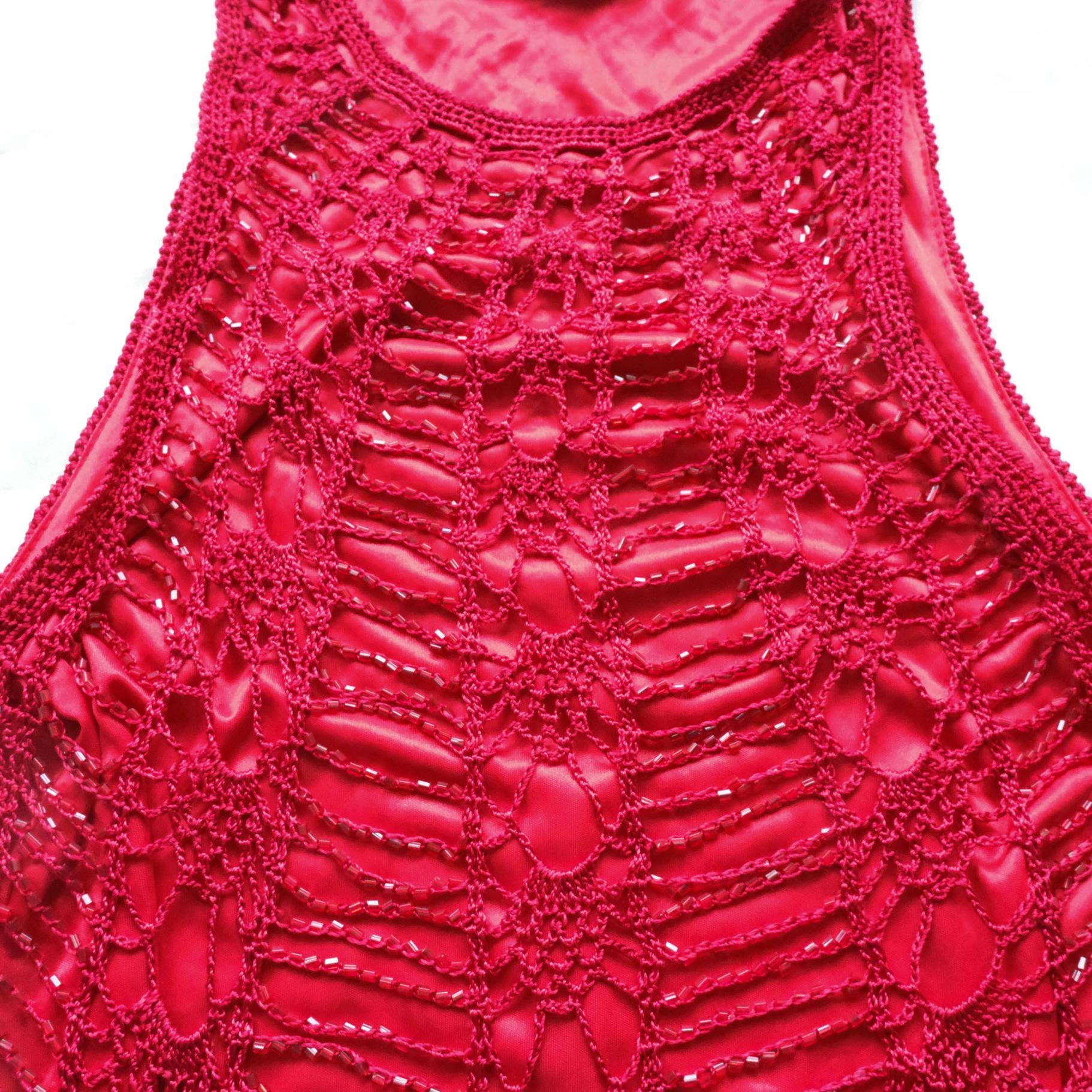Vintage Party Beaded Crochet Maxi Dress