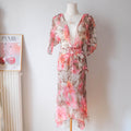 Vintage Floral Hibicus Silk Chiffon Co-ord Skirt Set