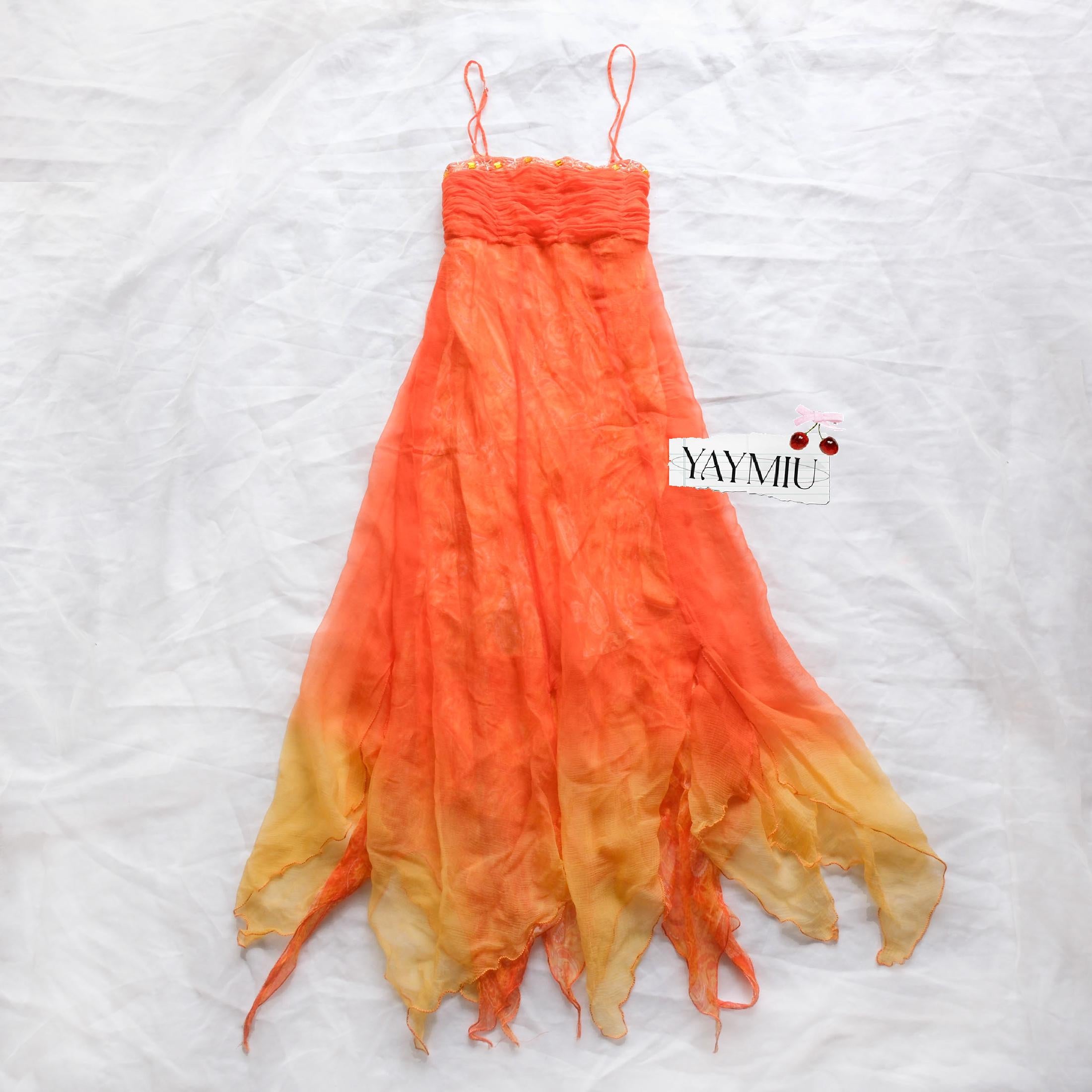 DERHY Vintage French Fairy Dreamy Summery Embellishment Babydoll Cami Midi Dress