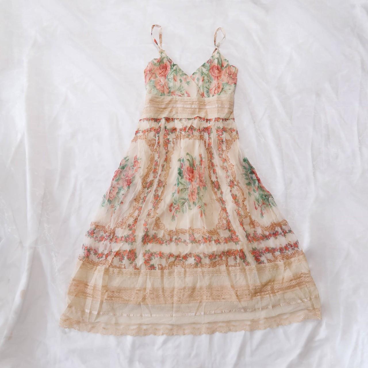 DERHY Vintage Beautiful Cottage Floral Babydoll Dress