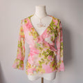 Vintage Y2K Tropical Vibe Wrapped Ruffled Blouse