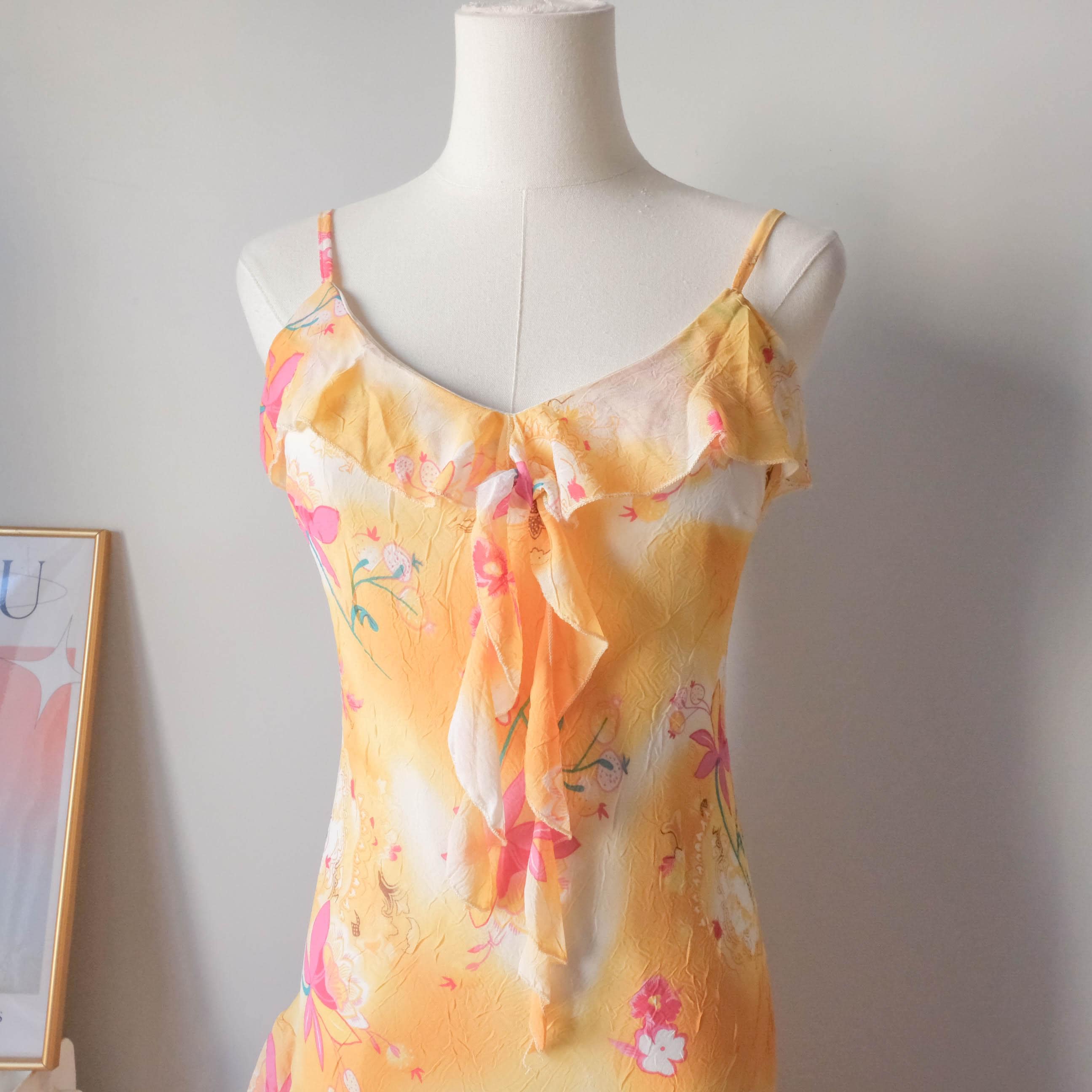 Vintage Summery Flowy Light Floral Slip Dress