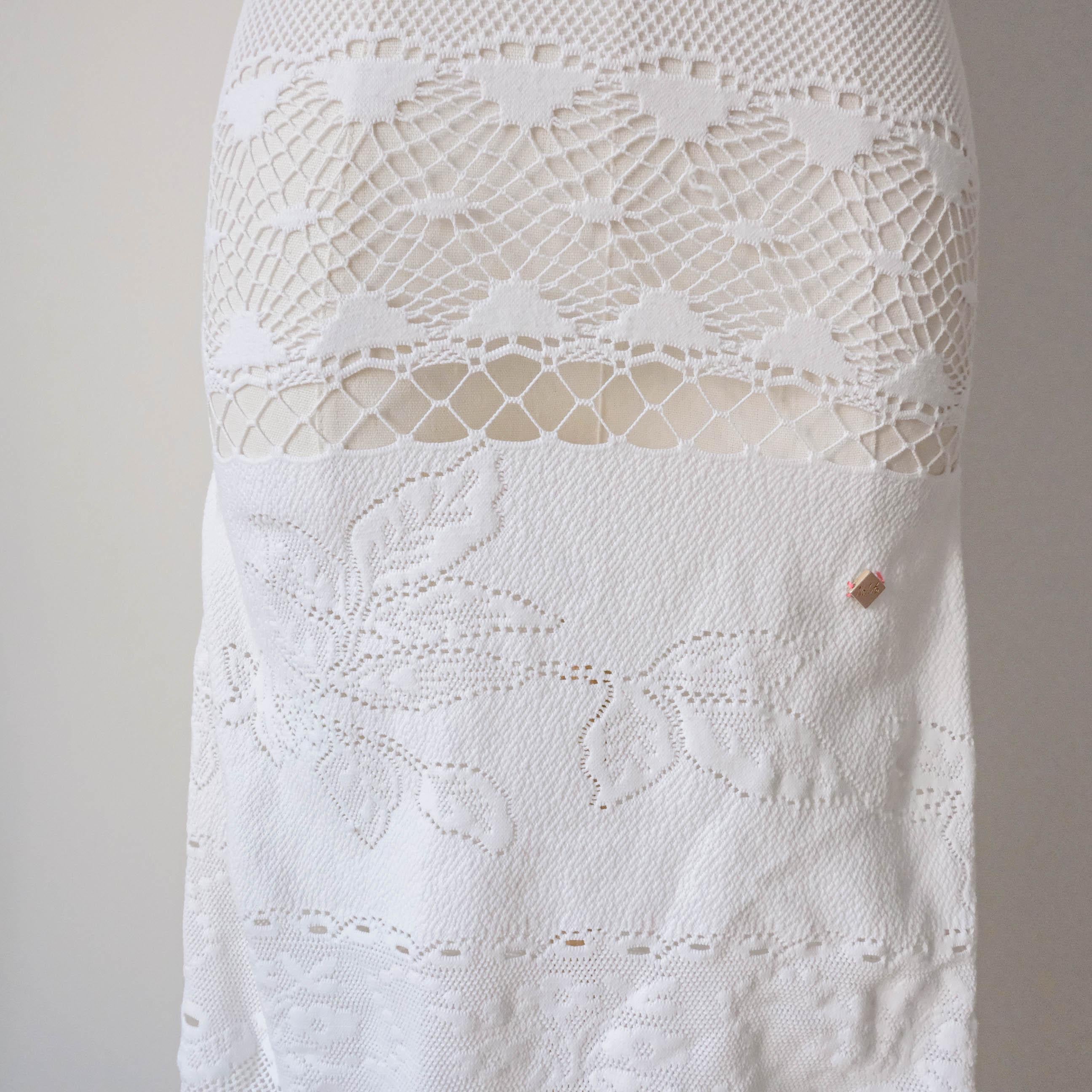 NOLITA Vintage Italian White Stretchy Lace Midi Dress