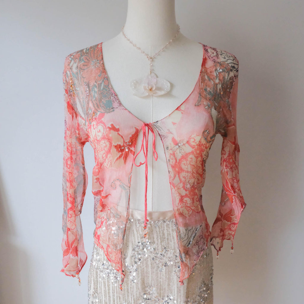 DERHY Vintage Fairy Embellished Sheer Top