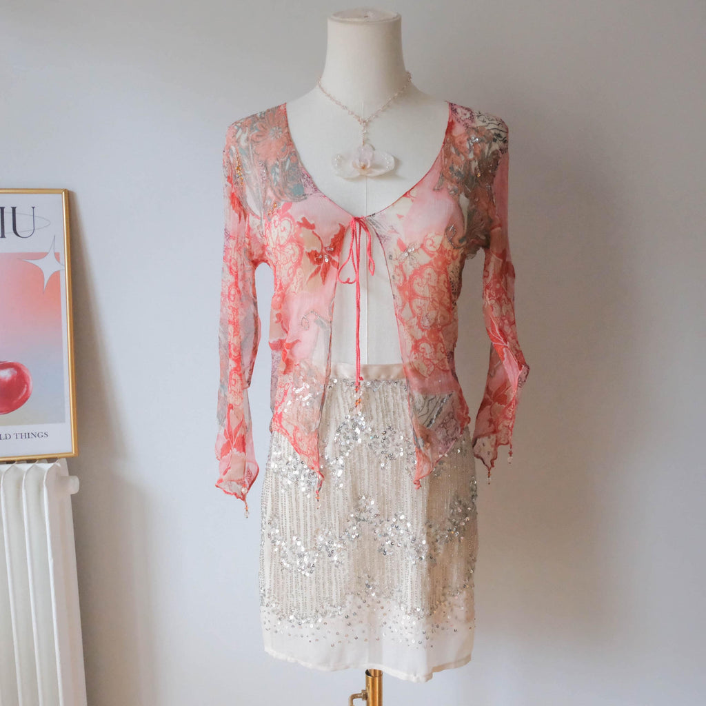 DERHY Vintage Fairy Embellished Sheer Top