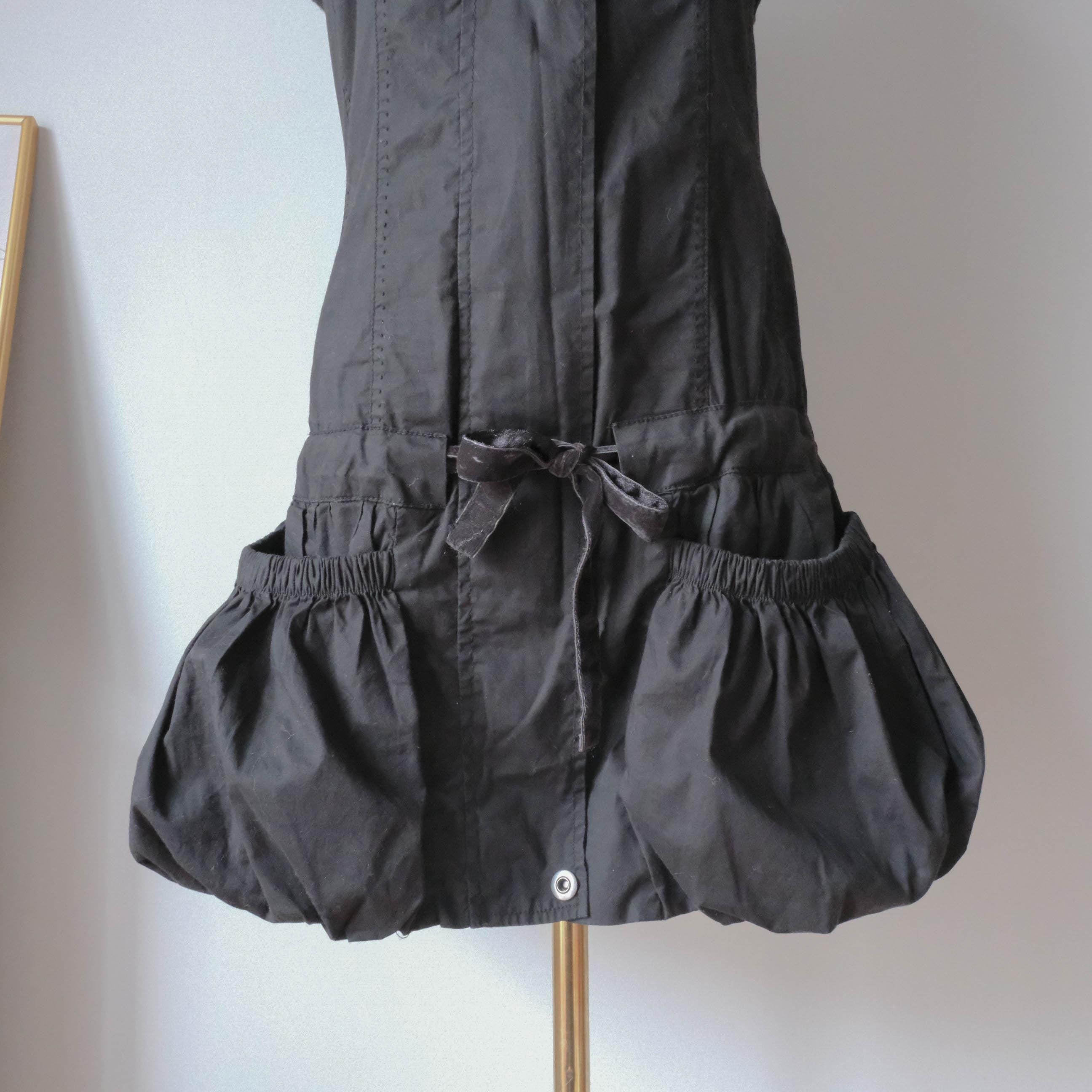 Vintage French Bubble Mini Dress with Cut out back Gorpcore