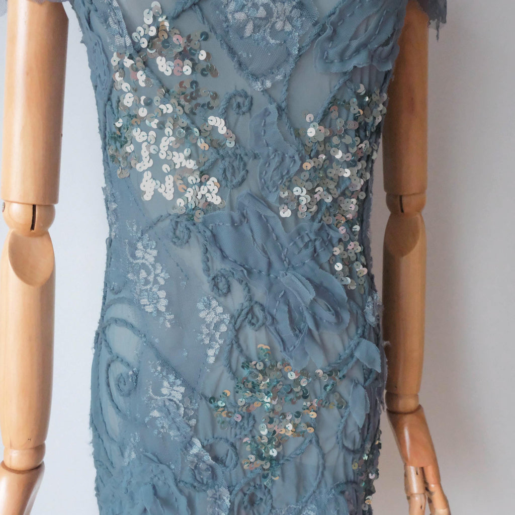 Vintage Embellished Off Shoulder Mini Dress