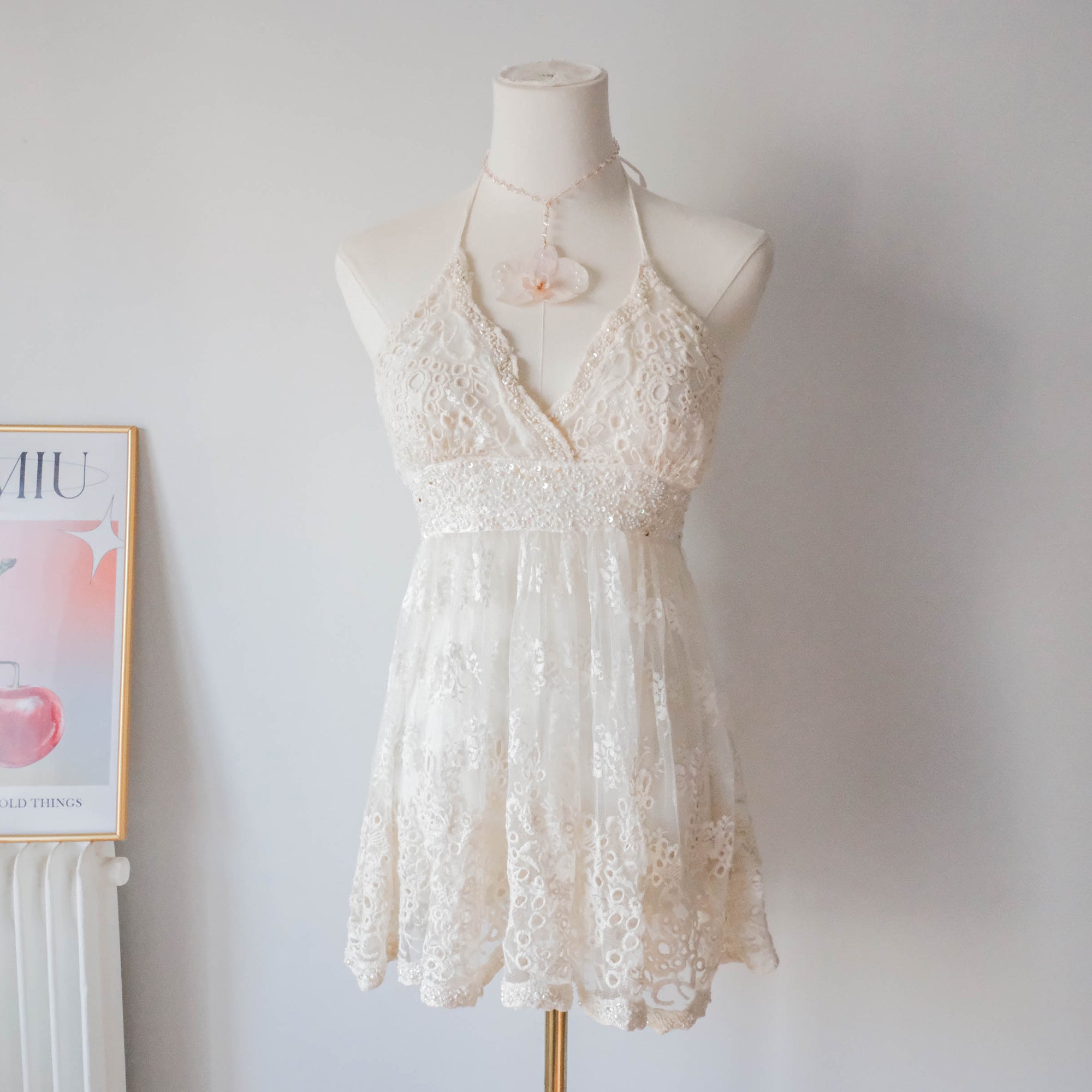 Vintage Fairy Summer Beaded Halter Top