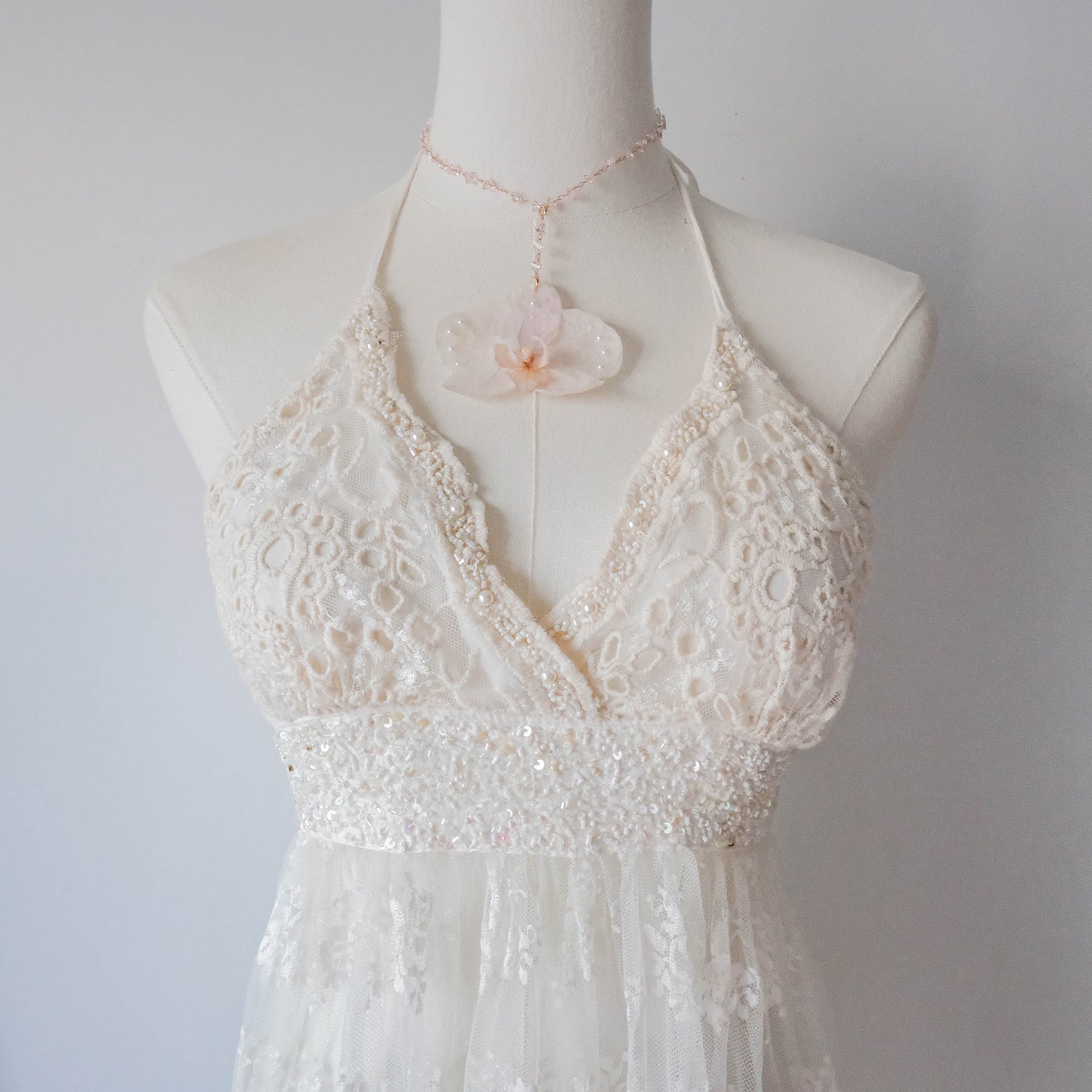 Vintage Fairy Summer Beaded Halter Top