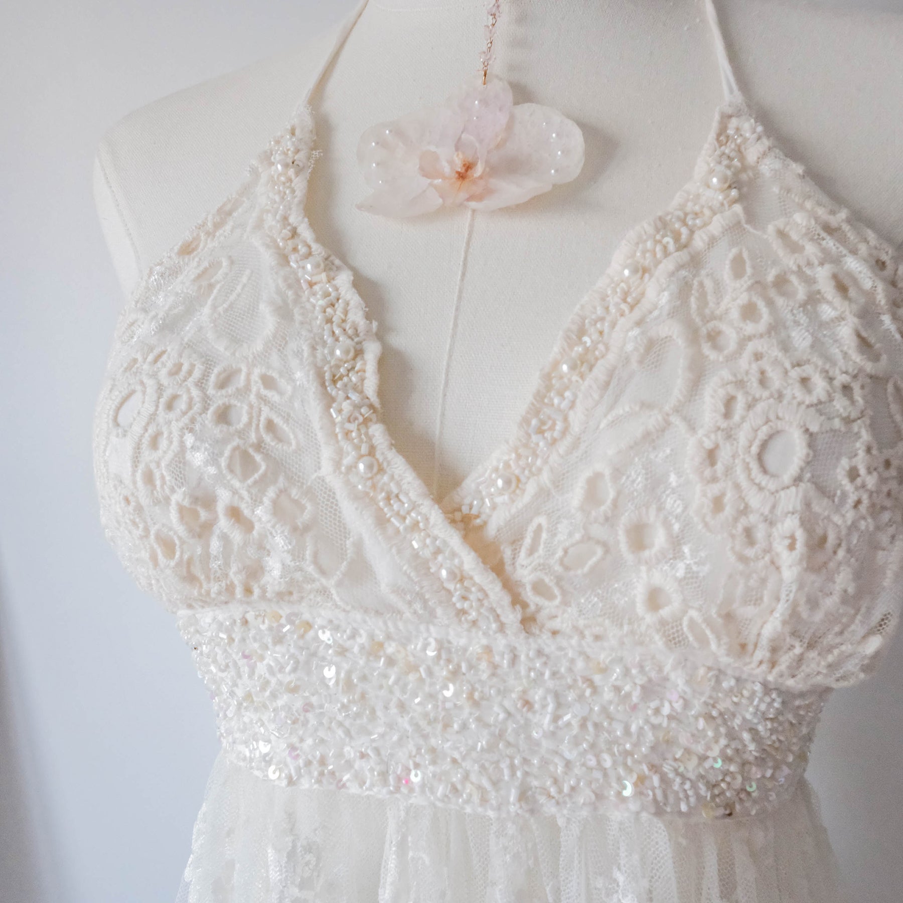 Vintage Fairy Summer Beaded Halter Top