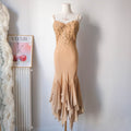 Vintage Beaded Gown Prom Dress - Sand