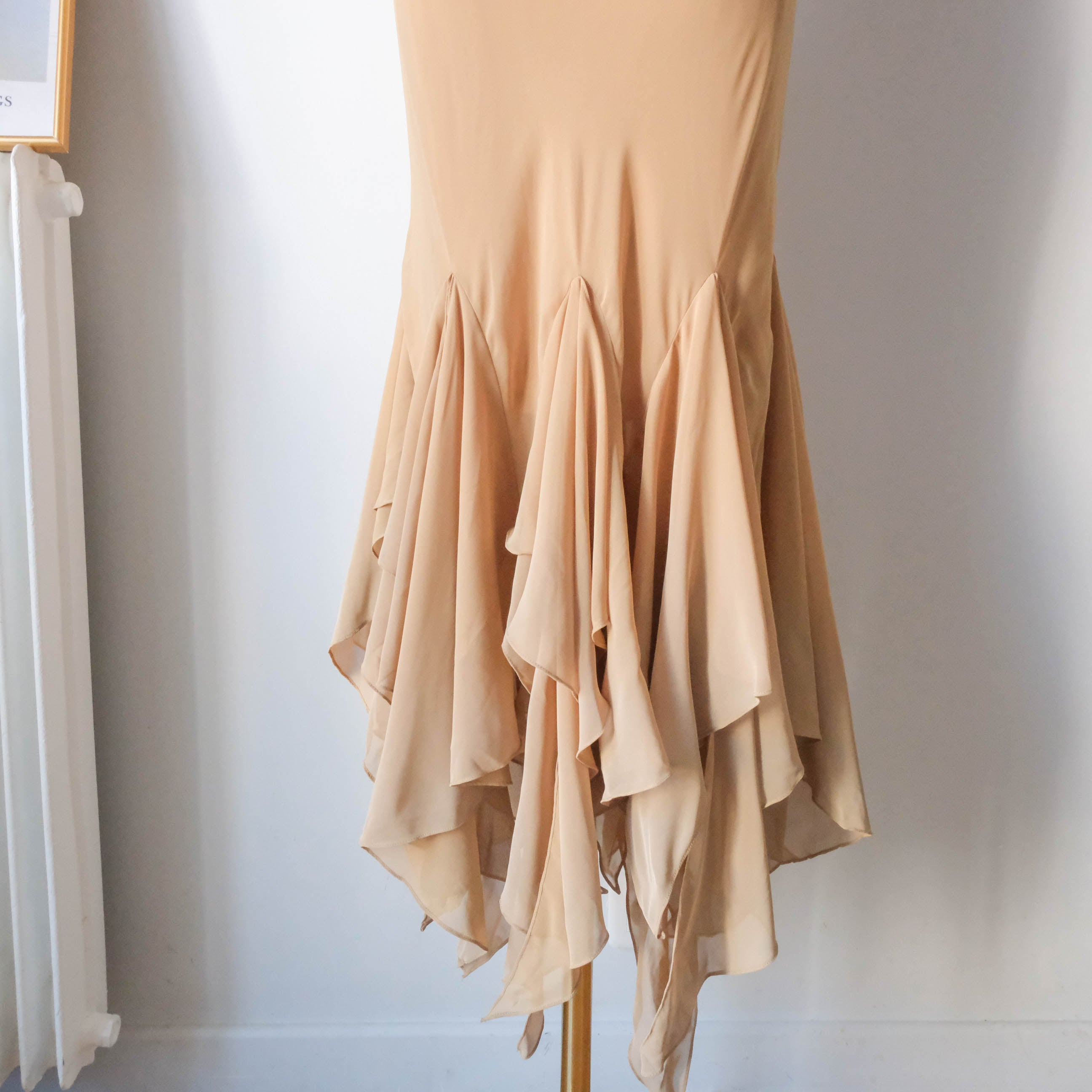 Vintage Beaded Gown Prom Dress - Sand