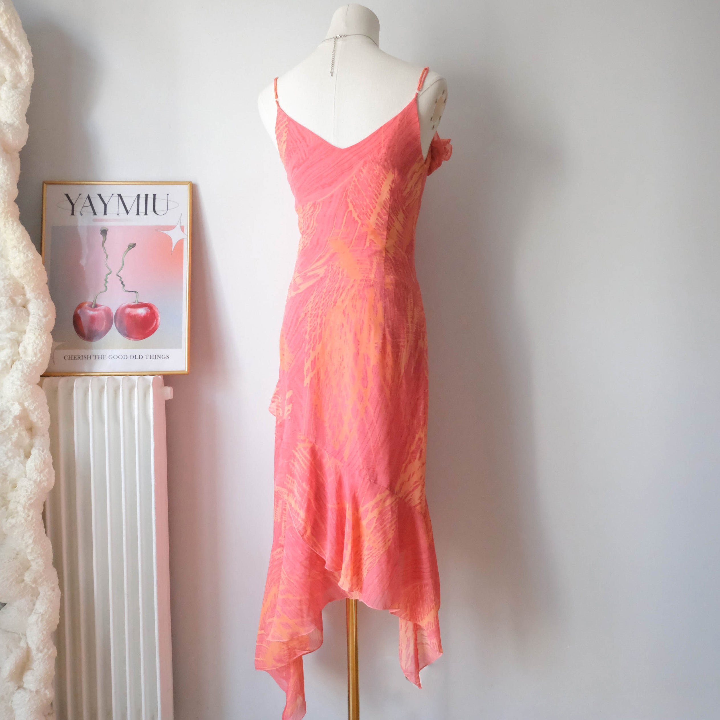 ESPRIT Vintage Y2K Asymmetrical Ruffled Midi Dress