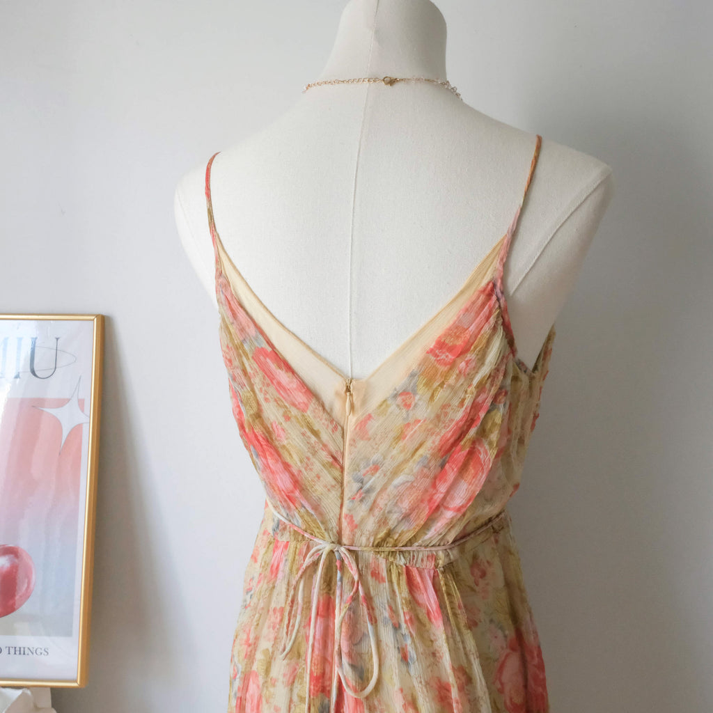 DERHY Vintage Beautiful Cottage Fairy Floral Embellisment Midi Dress