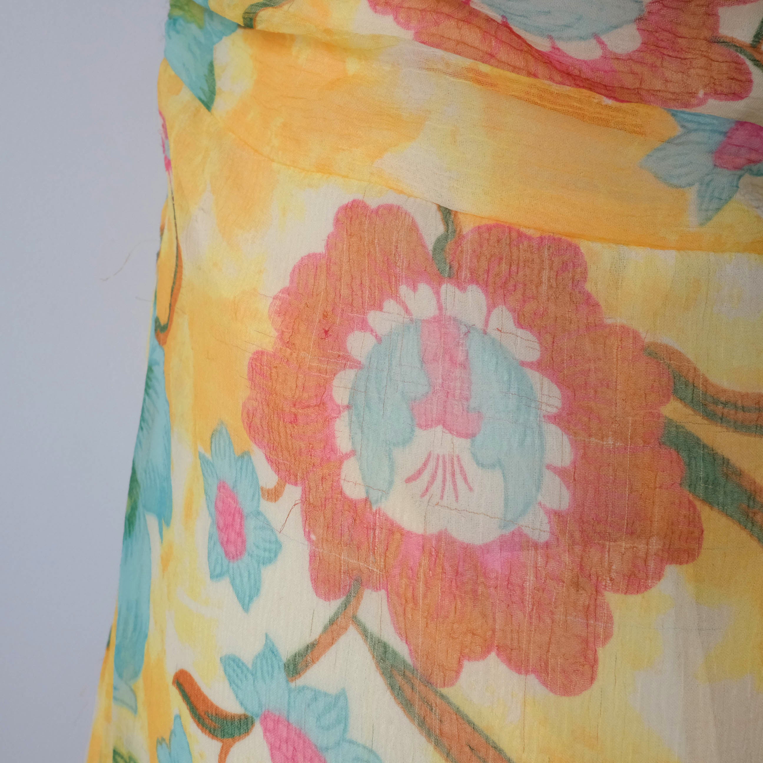 Vintage Summery Flowy Beaded Floral Halter Dress