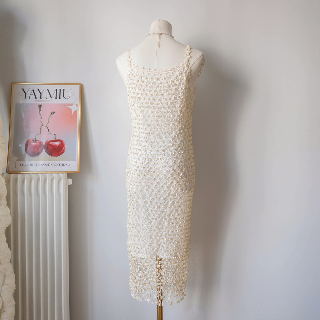 Vintage Sequin Crochet Fishnet Dress