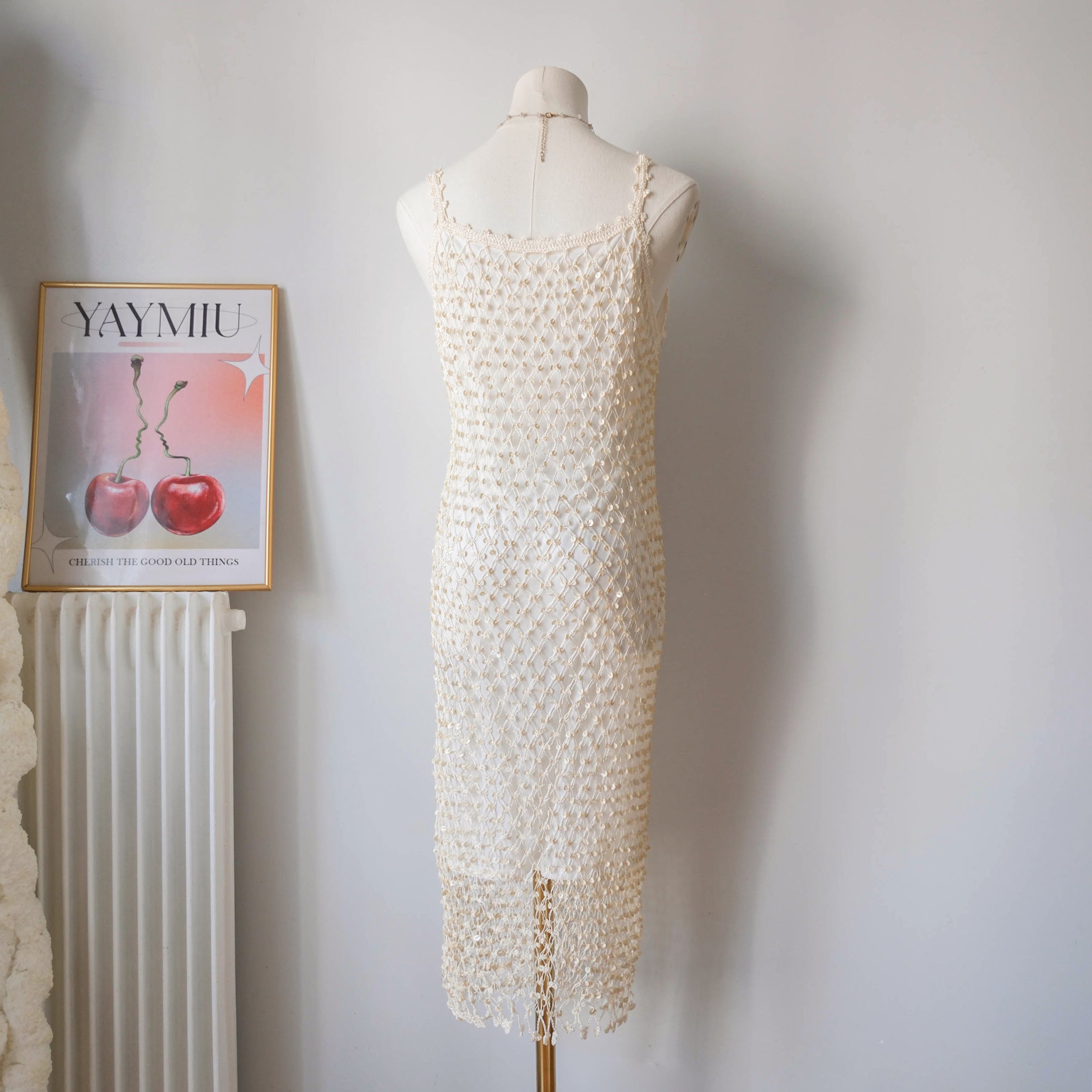 Vintage Sequin Crochet Fishnet Dress