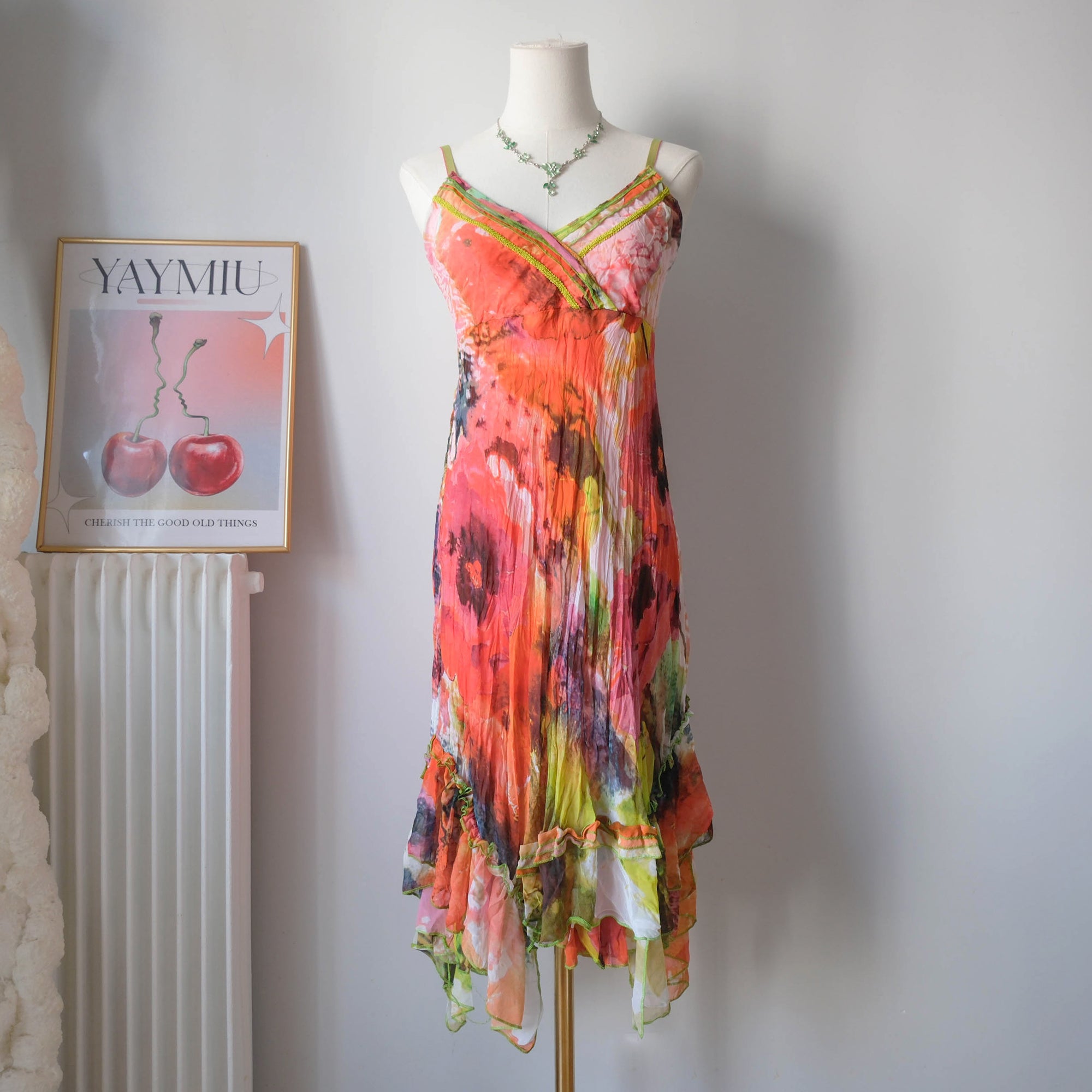 Vintage Asymmetrical Cami Midi Dress