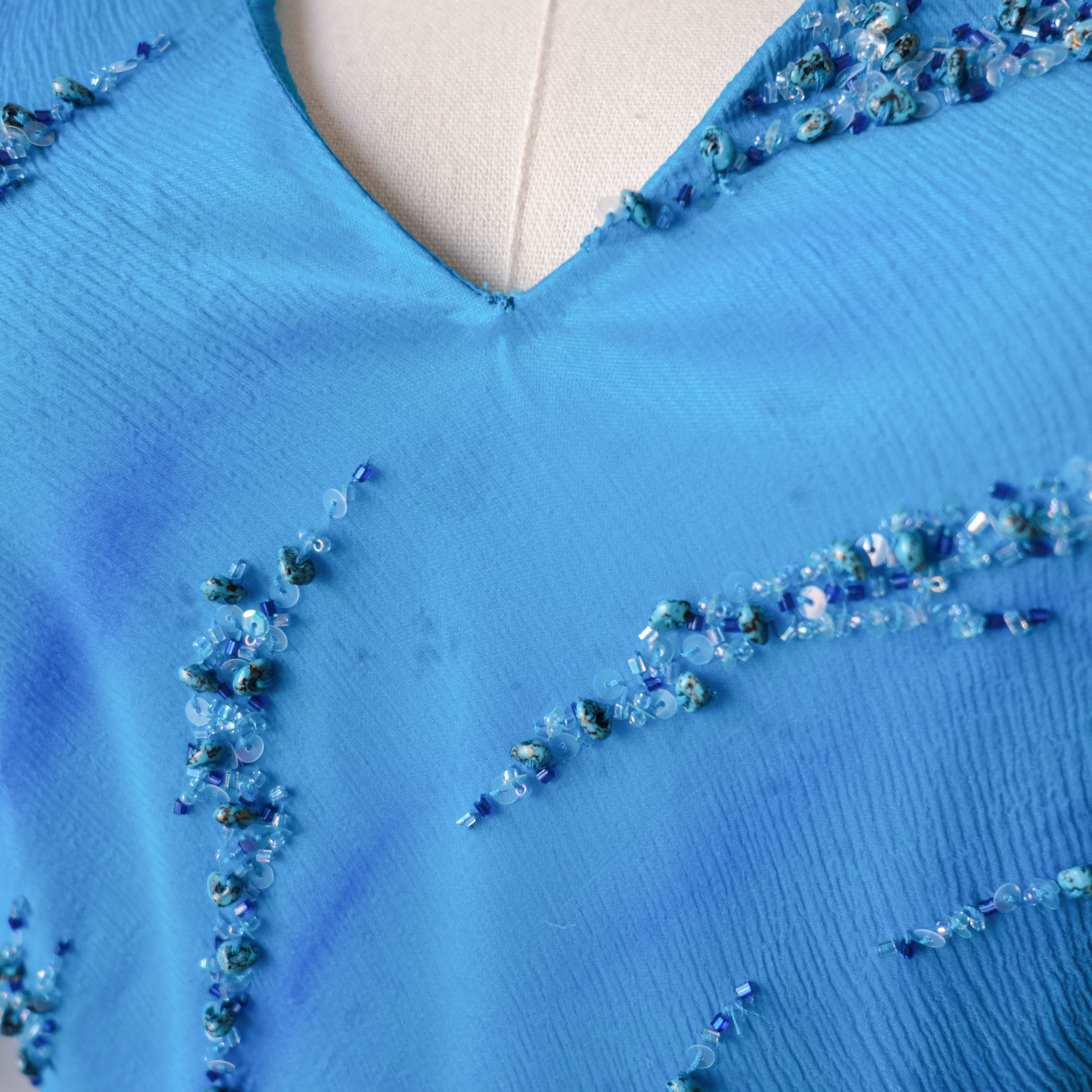 Vintage Beaded Silk Maxi Dress