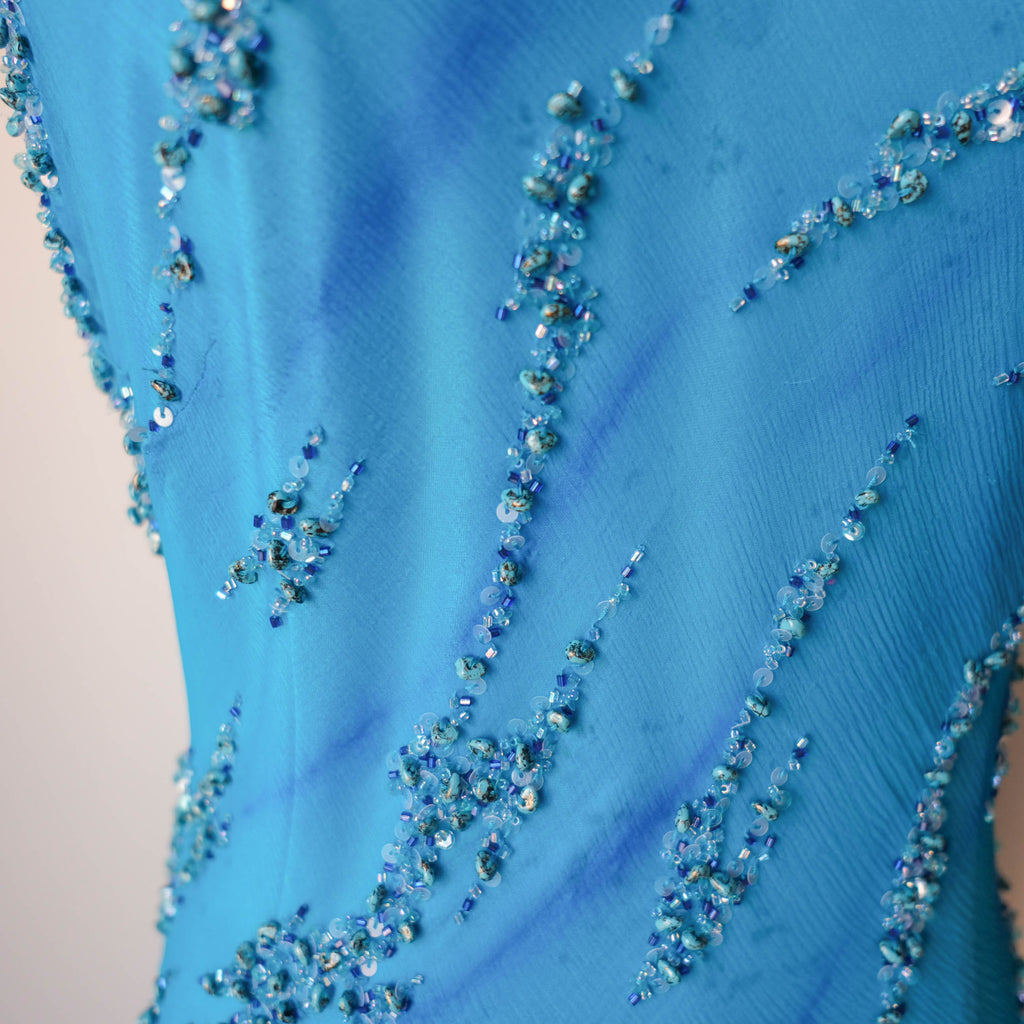 Vintage Beaded Silk Maxi Dress