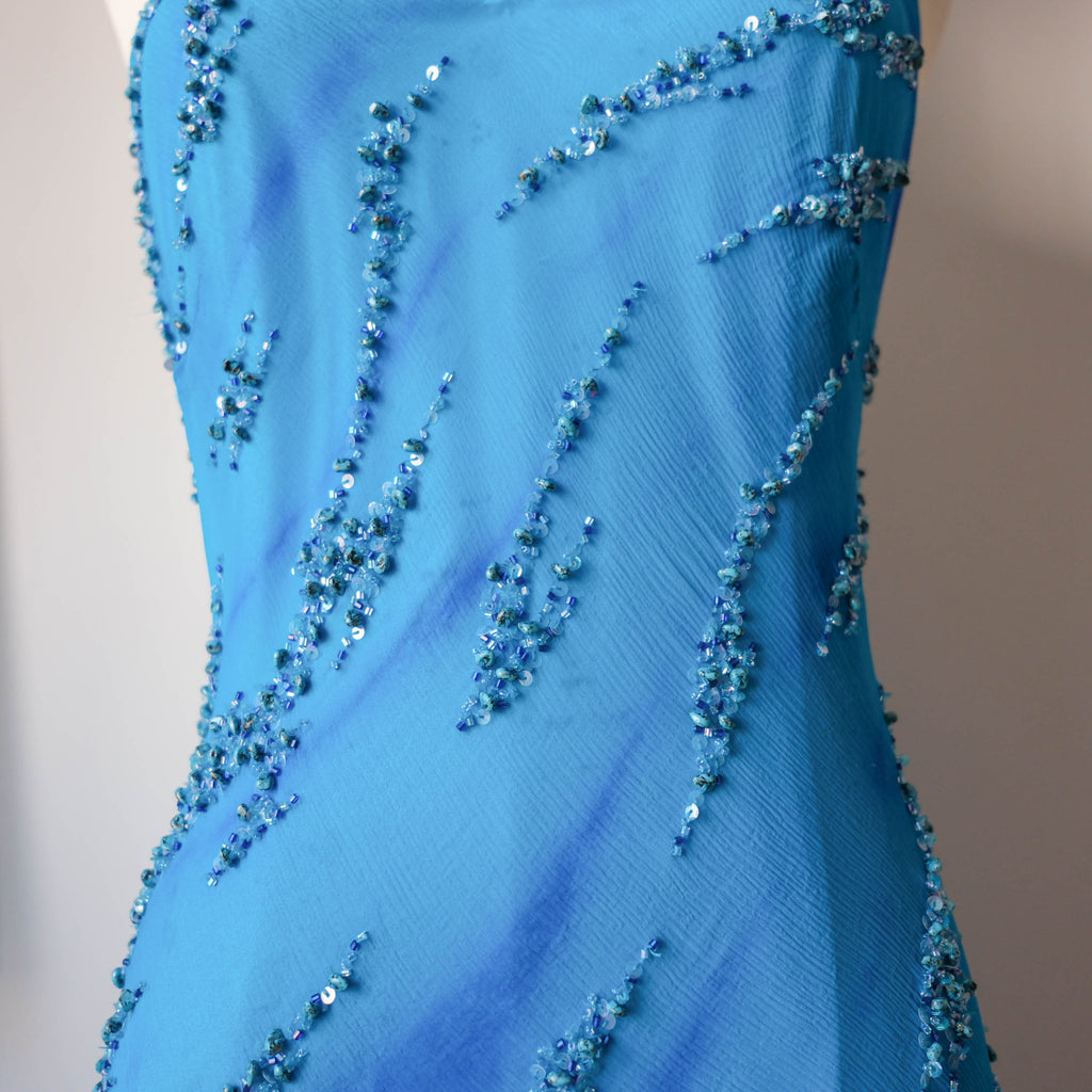 Vintage Beaded Silk Maxi Dress