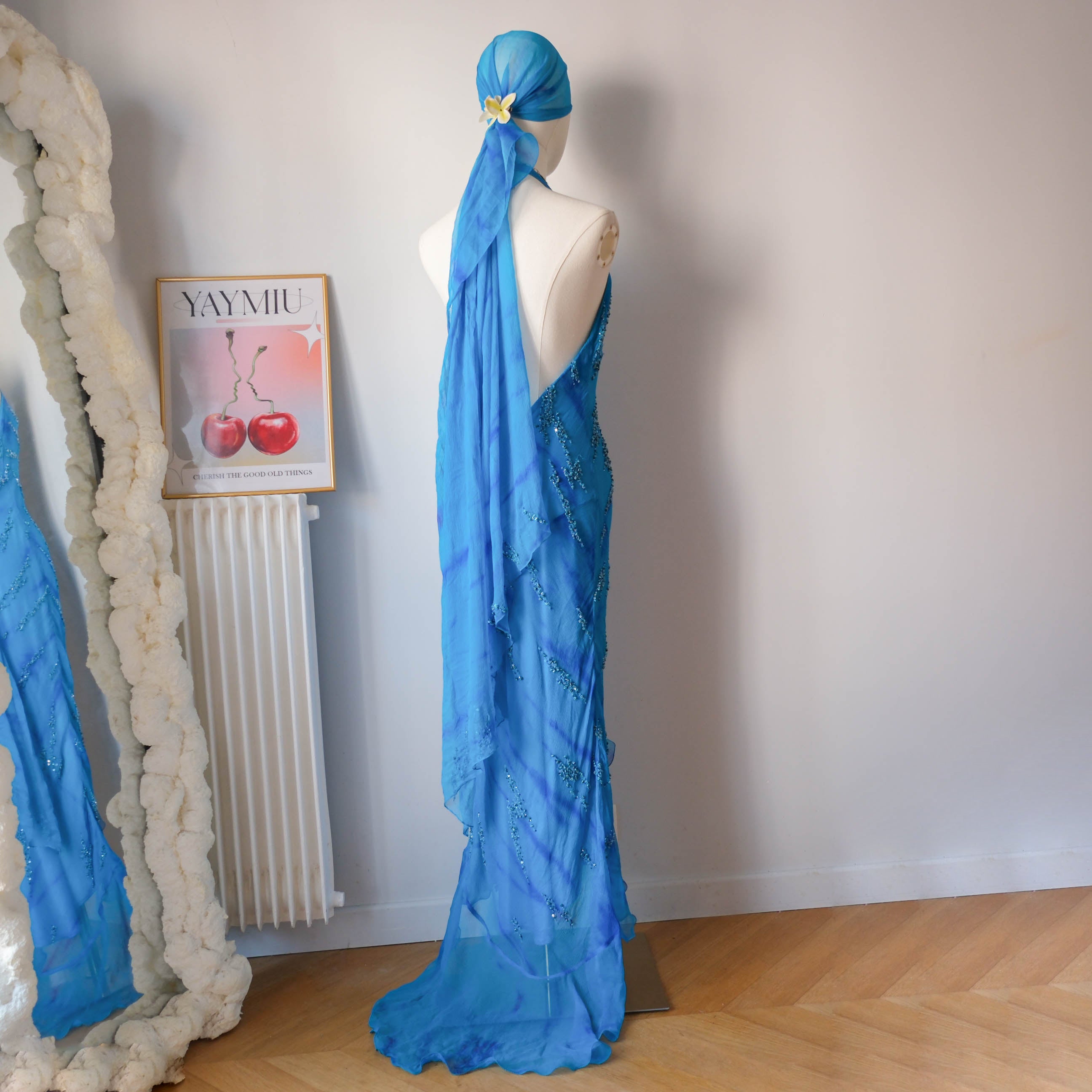 Vintage Beaded Silk Maxi Dress