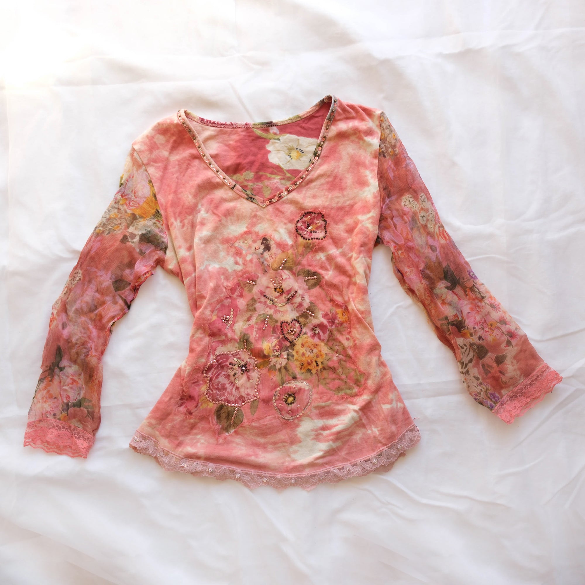 Vintage Cottage Beaded Floral Tshirt