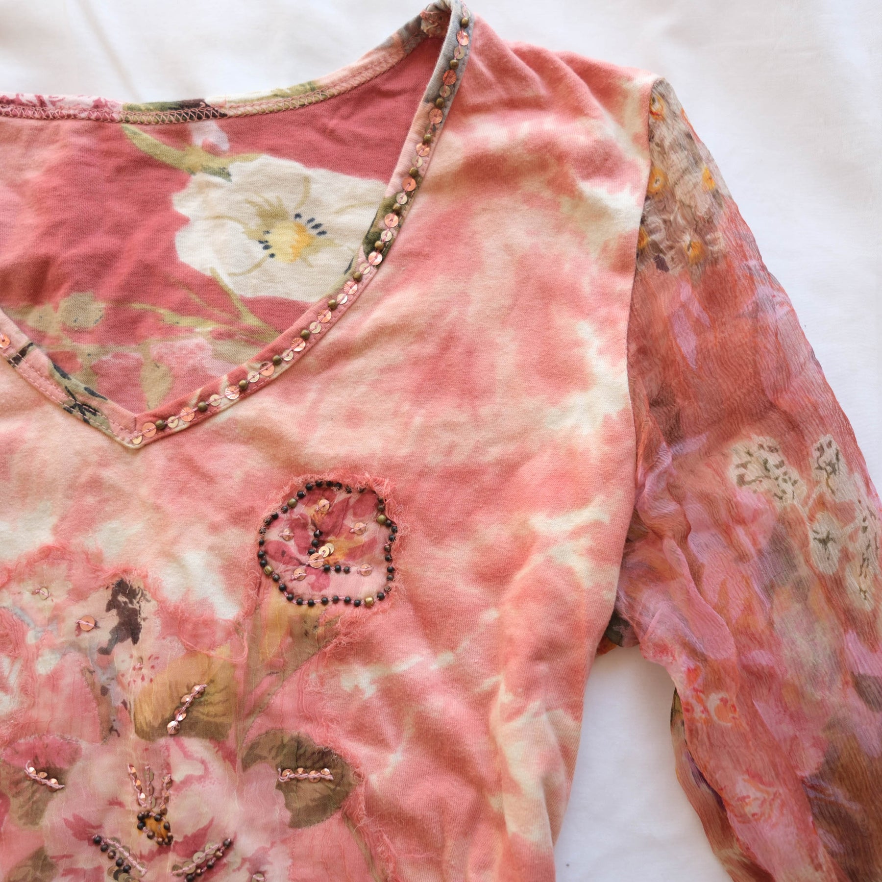 Vintage Cottage Beaded Floral Tshirt