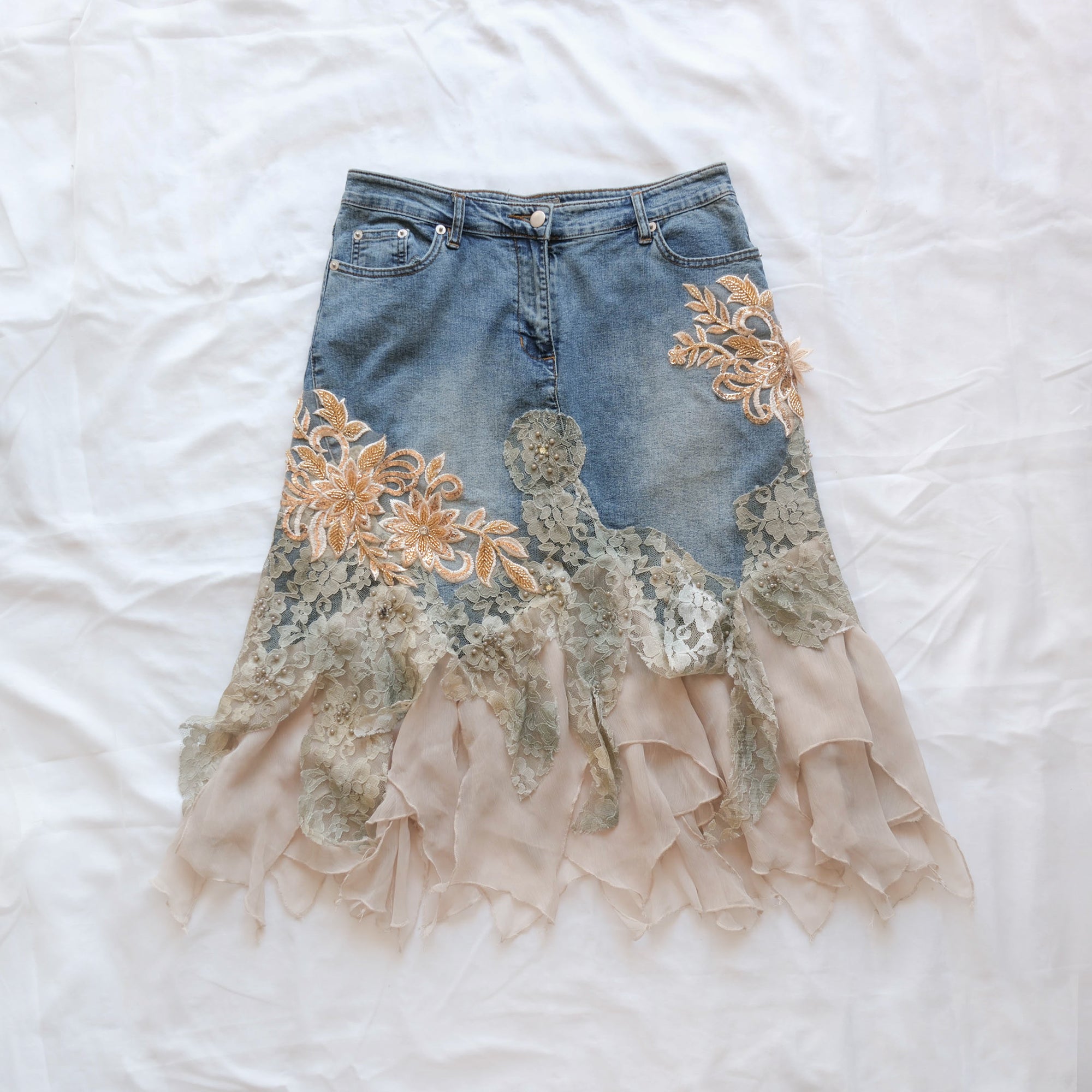 Vintage Fairycore Grunge Denim Skirt