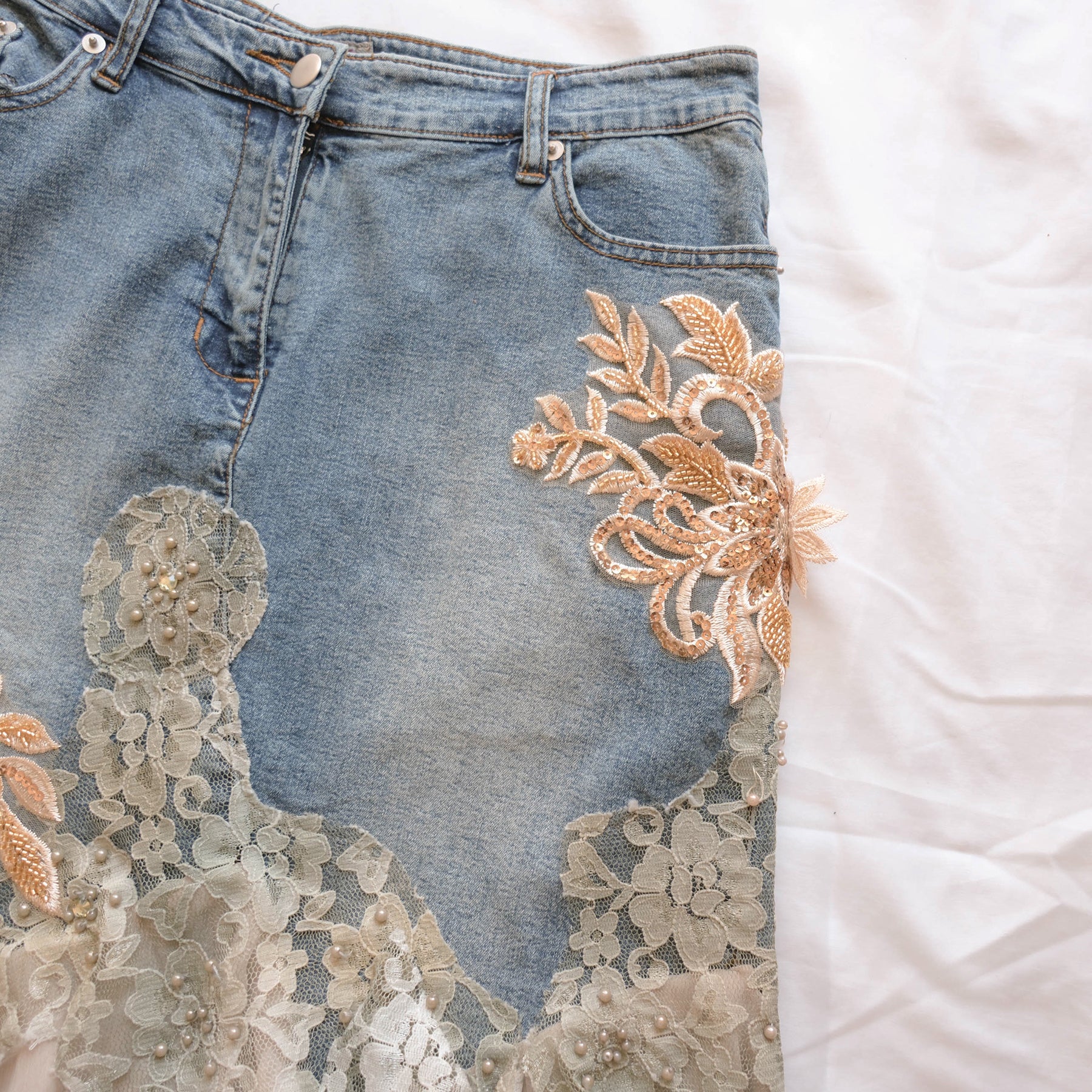 Vintage Fairycore Grunge Denim Skirt
