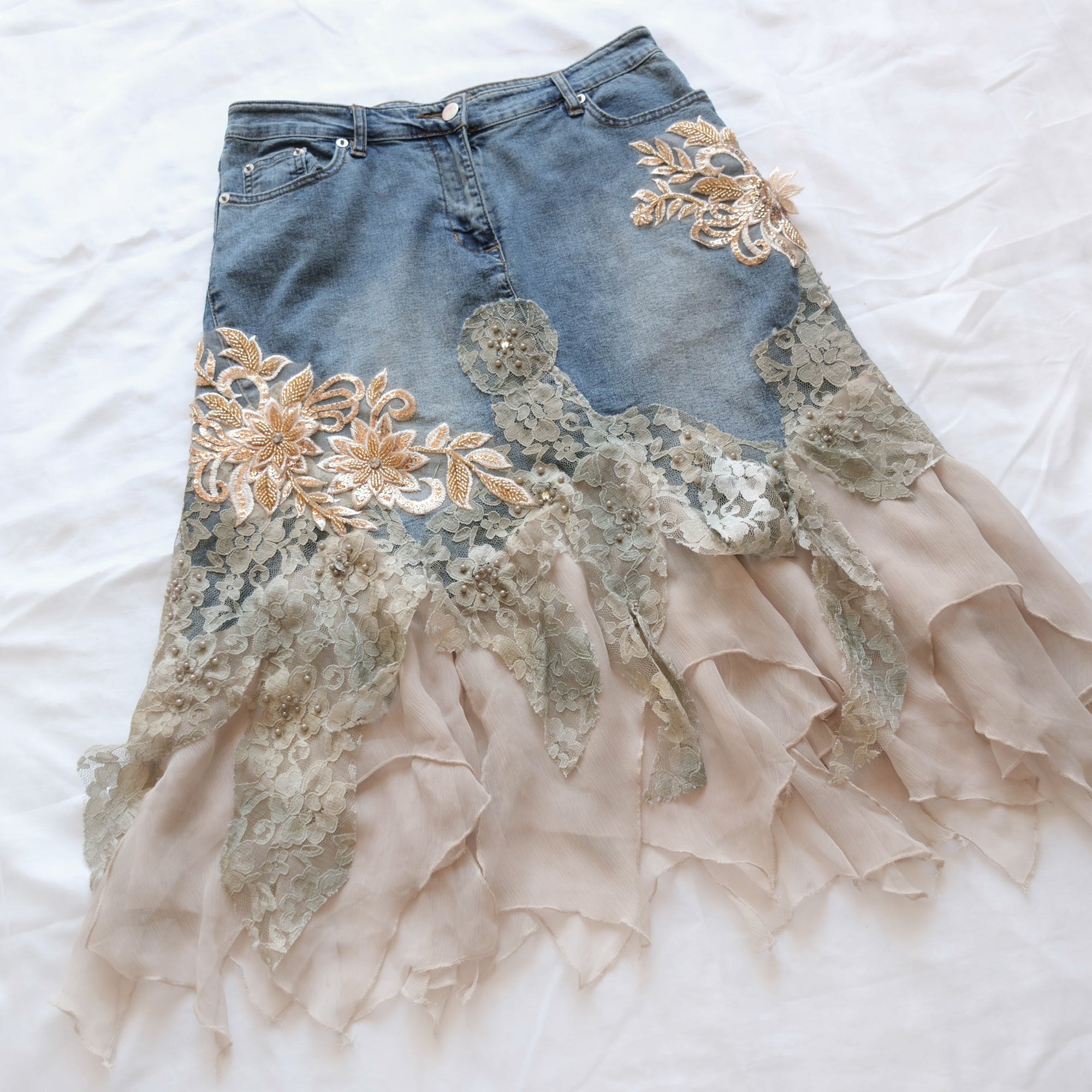 Vintage Fairycore Grunge Denim Skirt