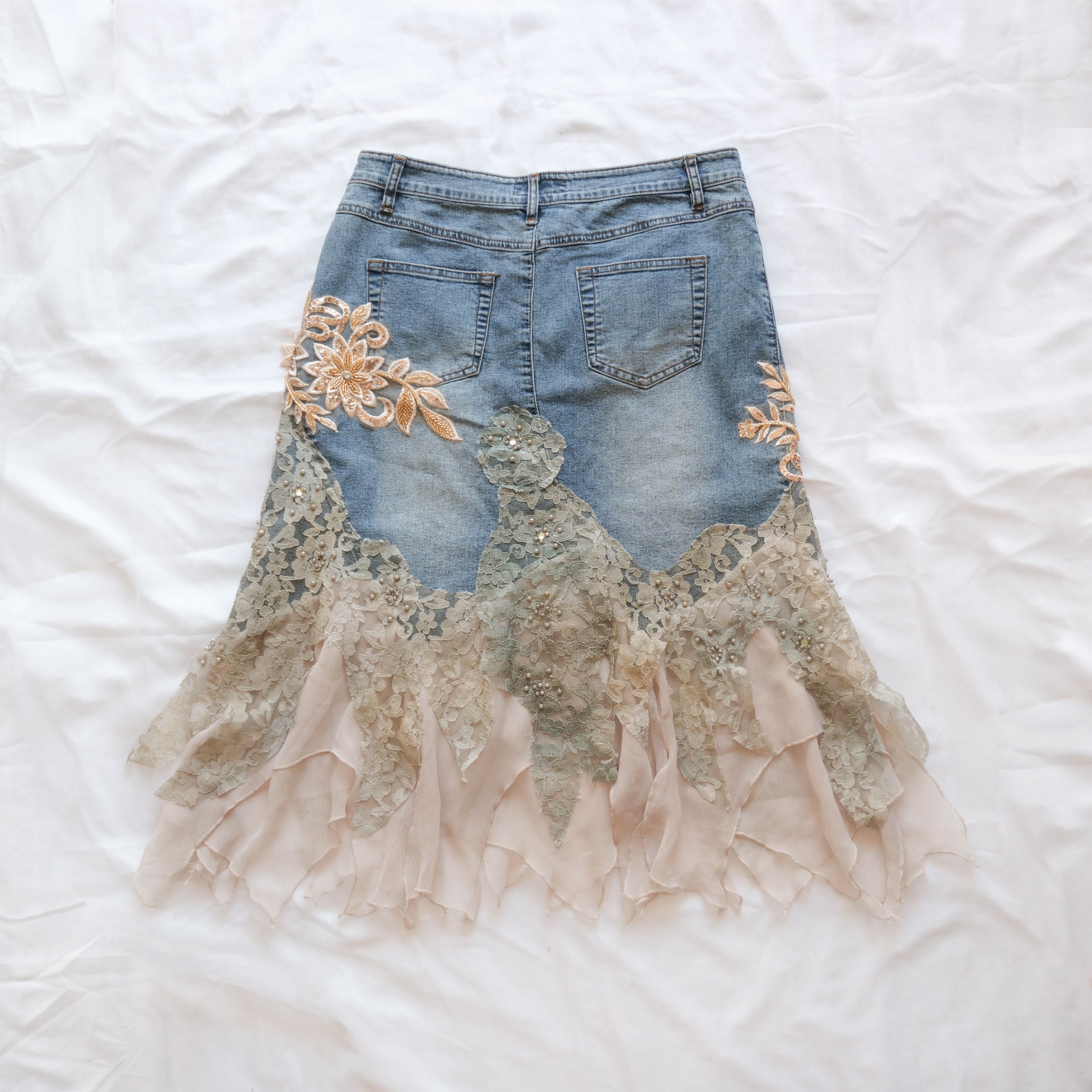 Vintage Fairycore Grunge Denim Skirt