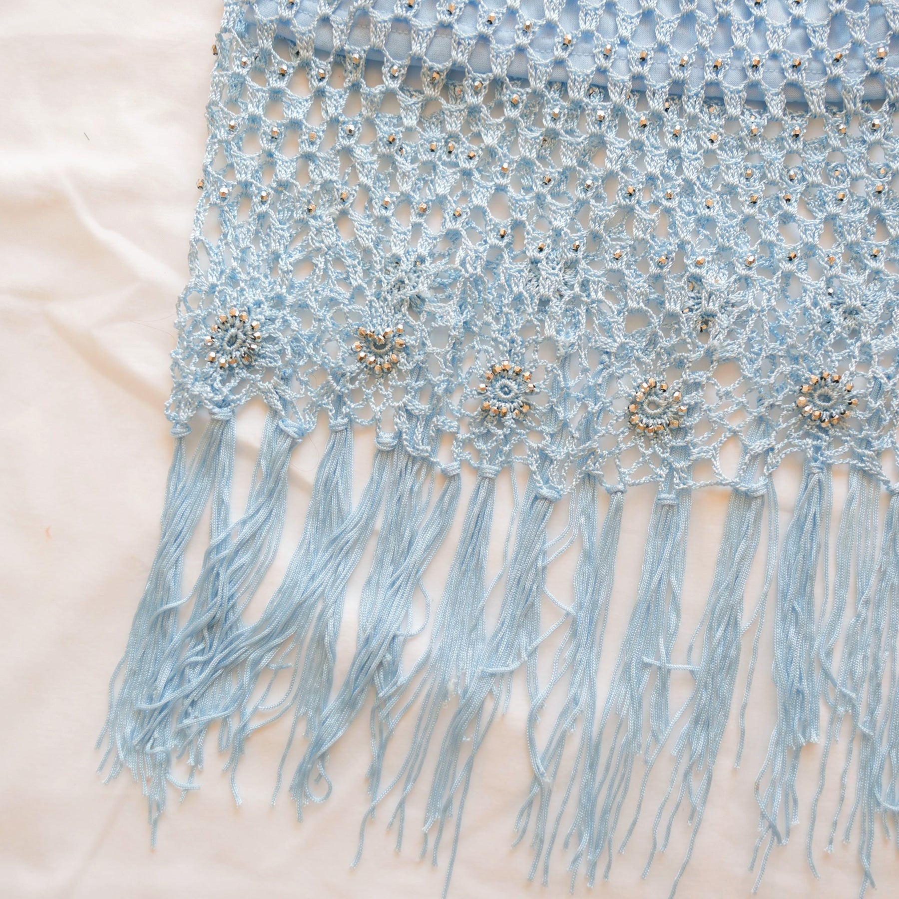Vintage Beaded Crochet Fringe Midi skirt
