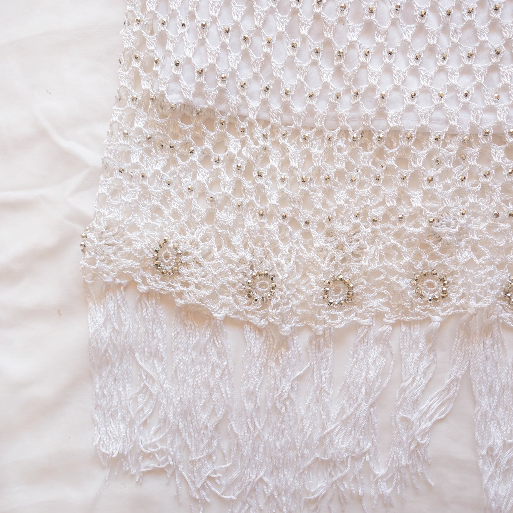 Vintage Beaded Crochet Fringe Midi skirt