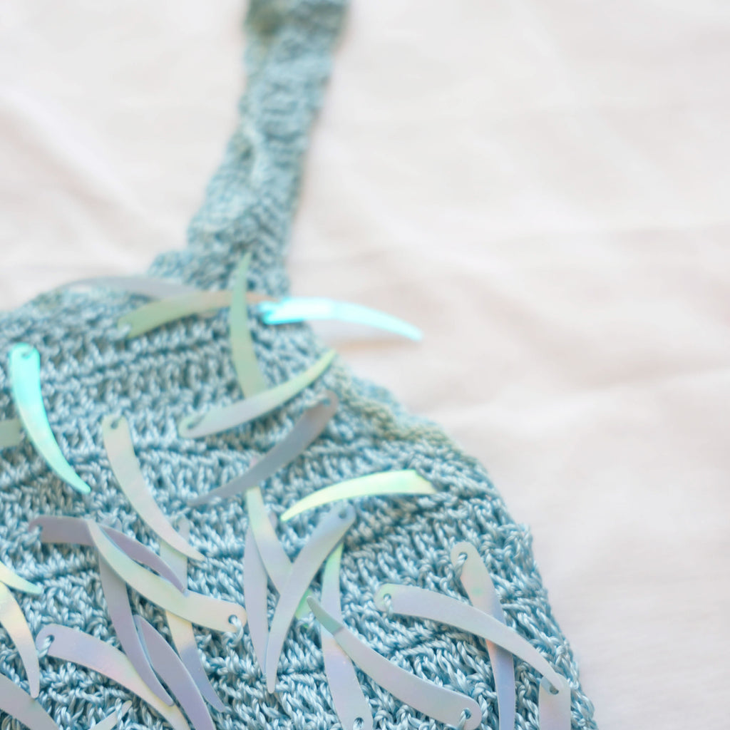 Vintage Crochet Sequins Crop Top